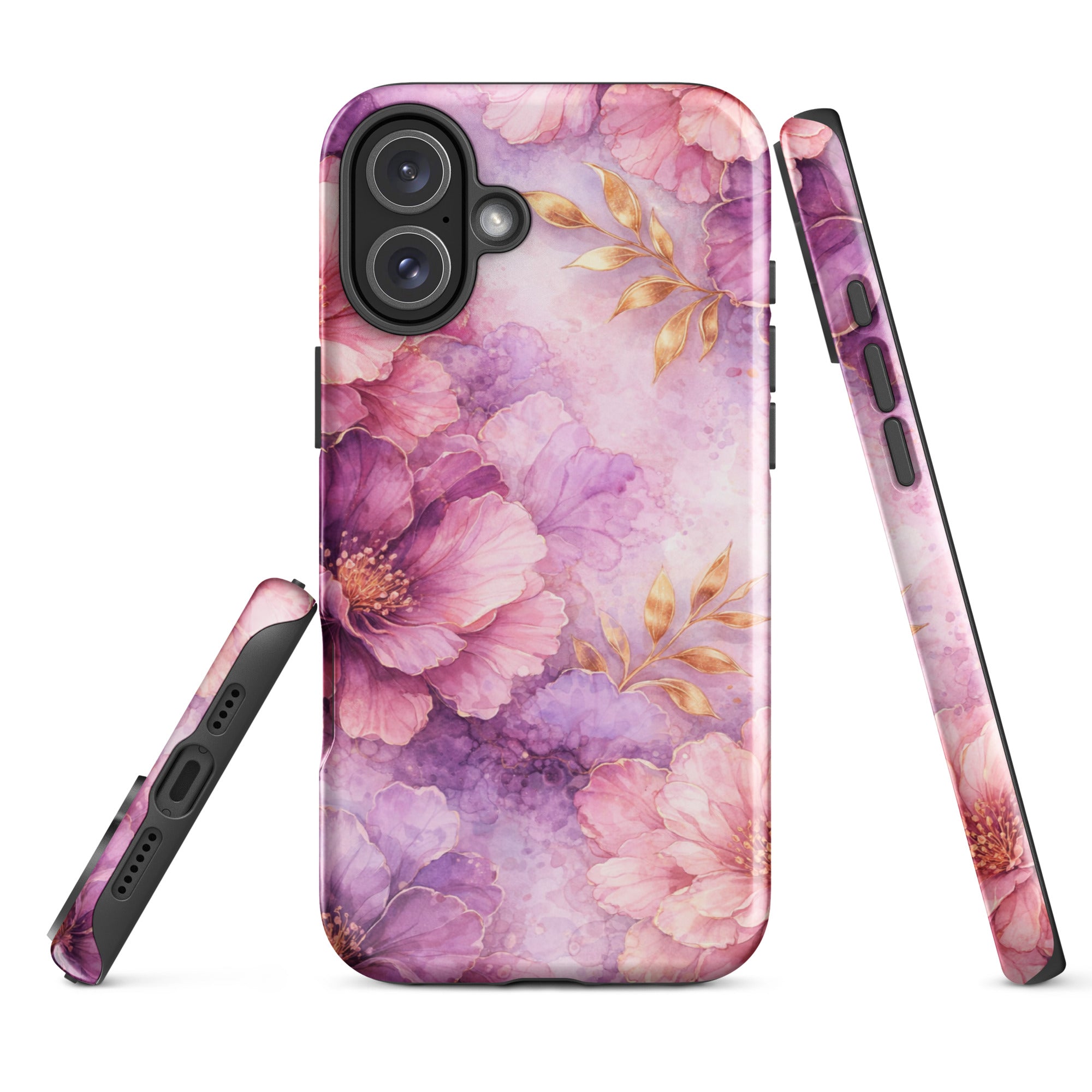 Pink Watercolor Floral Tough Case for iPhone 16 Plus