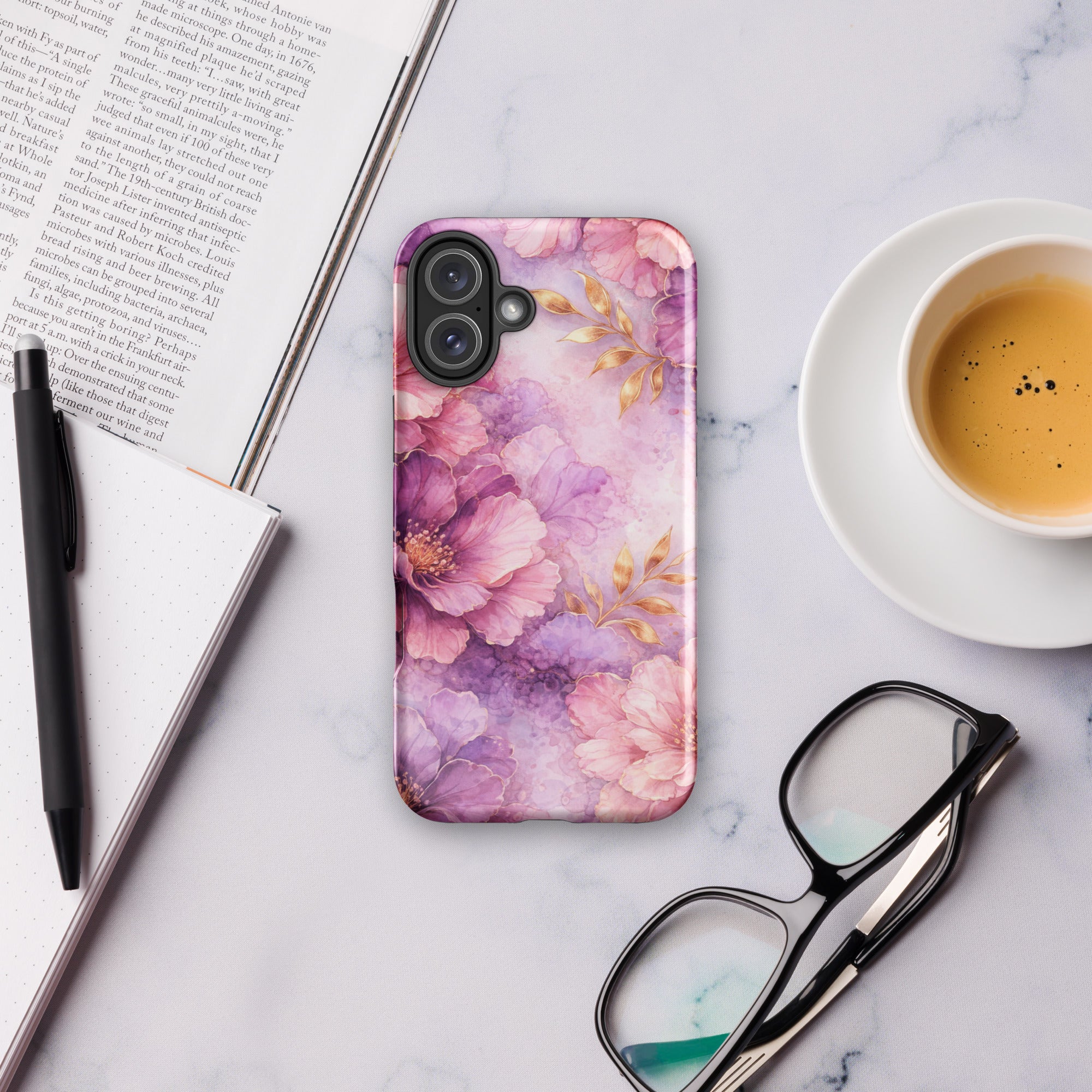 Pink Watercolor Floral Tough Case for iPhone 16 Plus