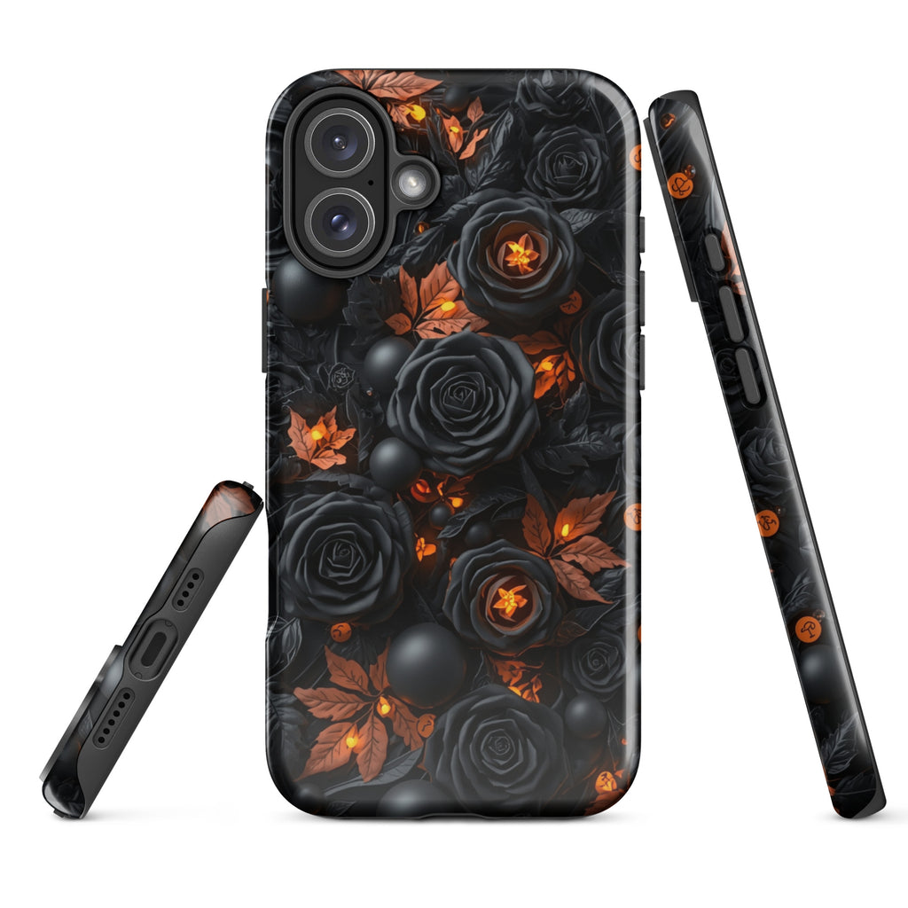 Dark Floral Glow Tough Case for iPhone 16 Plus