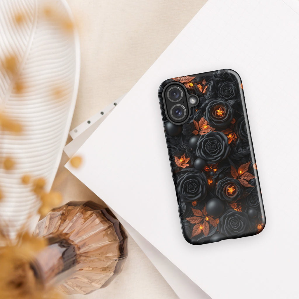 Dark Floral Glow Tough Case for iPhone 16 Plus