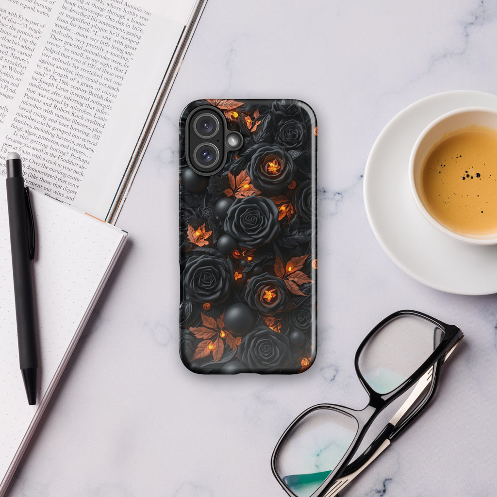 Dark Floral Glow Tough Case for iPhone 16 Plus