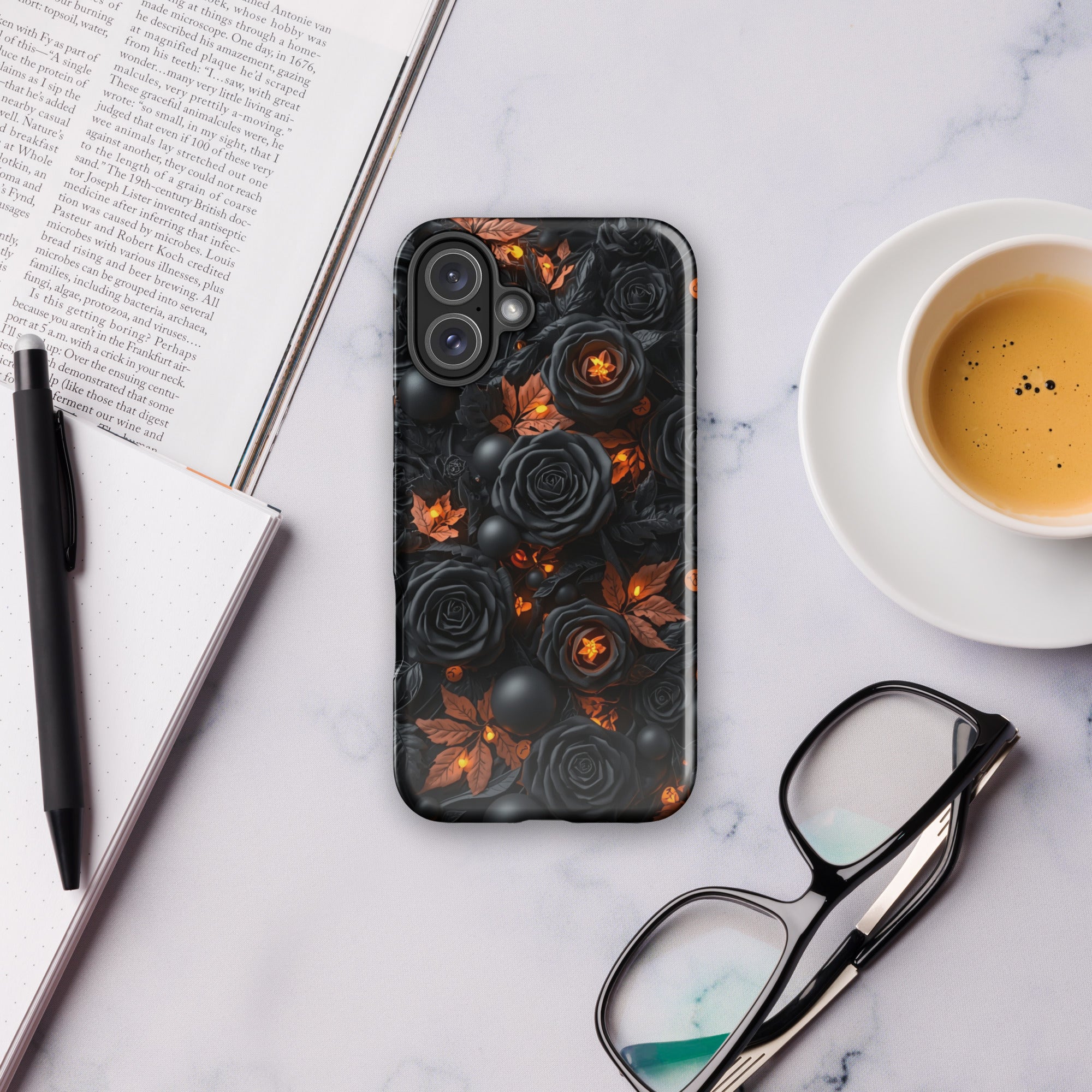 Dark Floral Glow Tough Case for iPhone 16 Plus