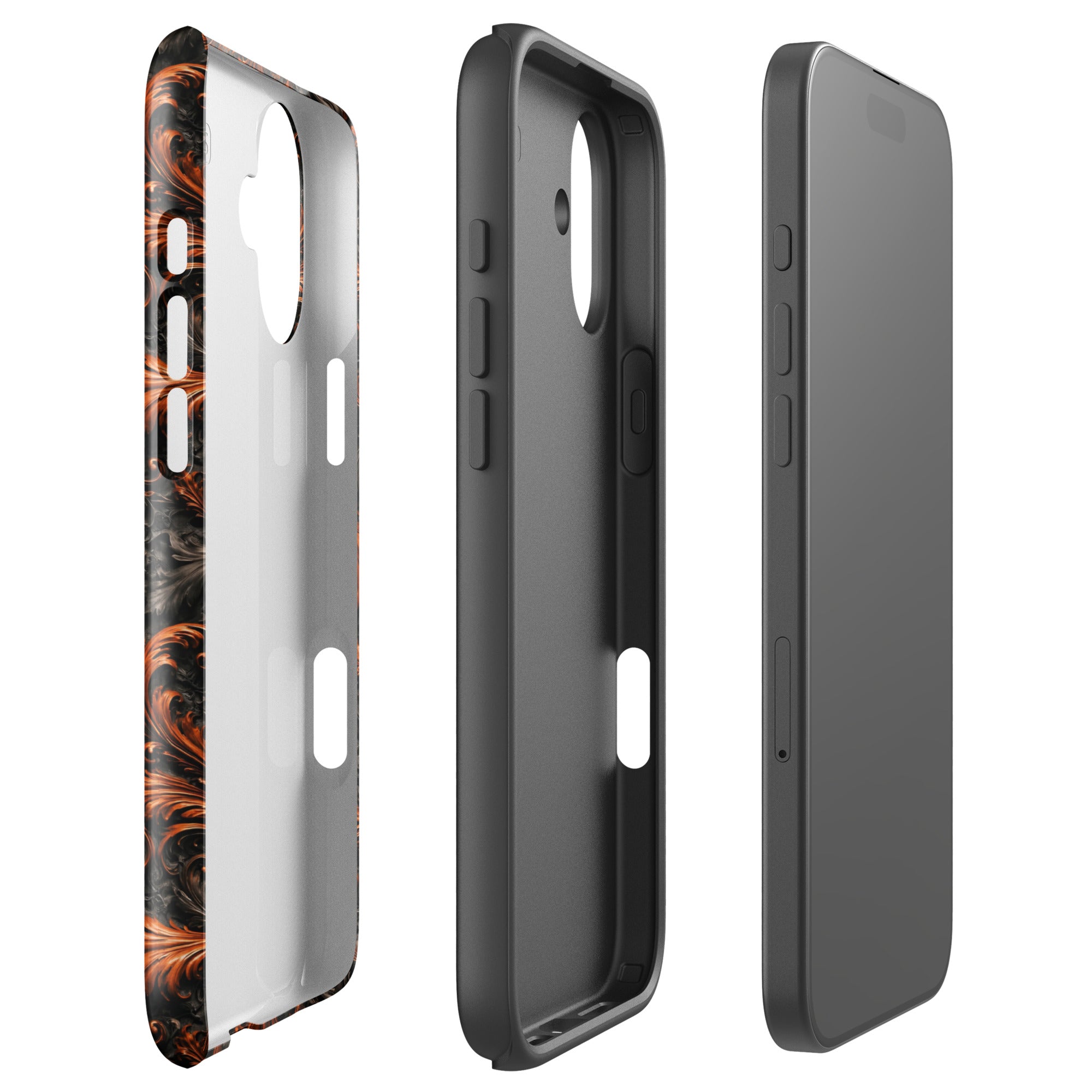 Burnt Orange Filigree Tough Case for iPhone 16 Plus