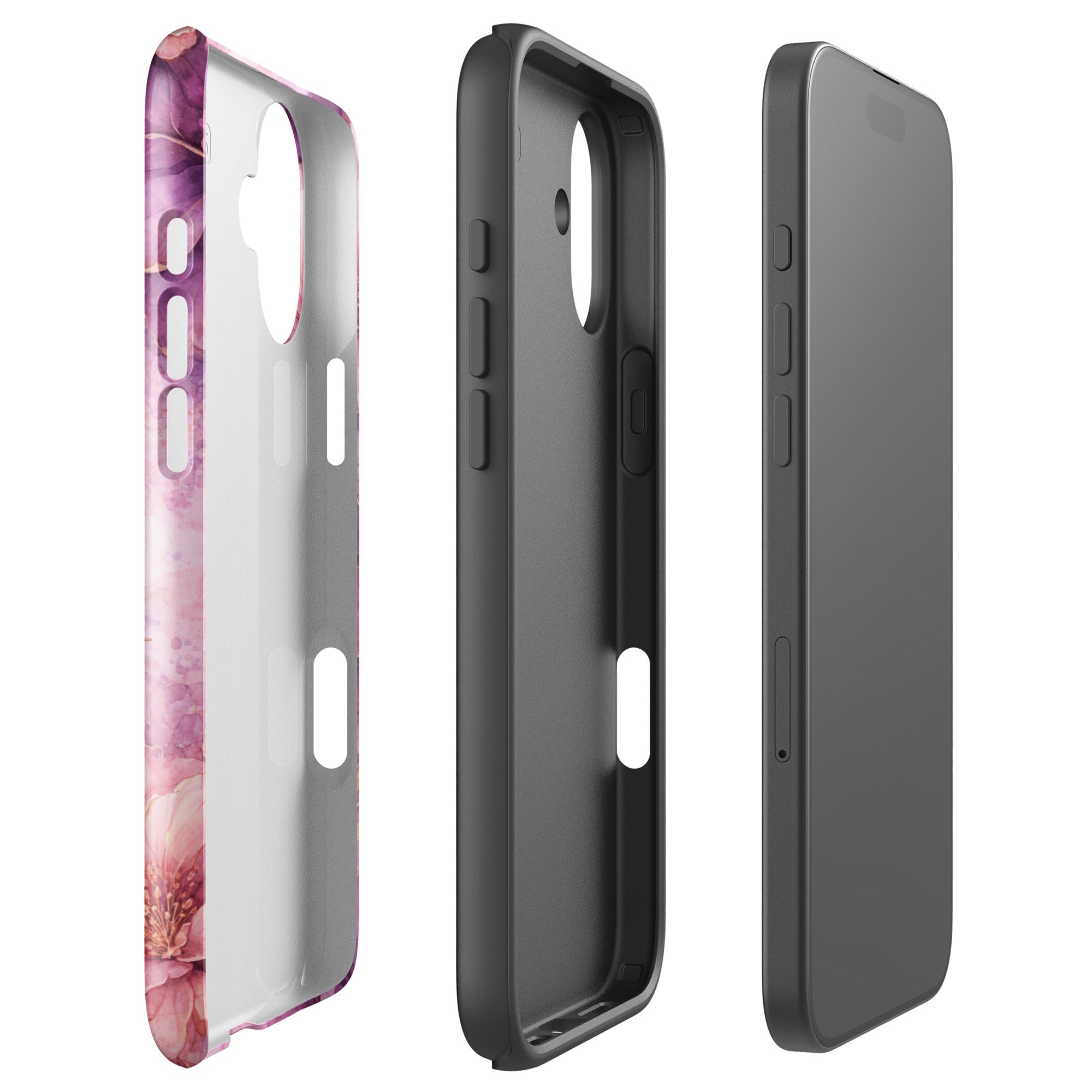 Pink Watercolor Floral Tough Case for iPhone 16 Plus