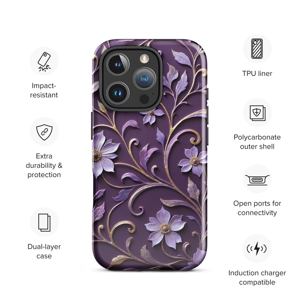 Royal Violet Filigree Tough Case for iPhone 16 Pro