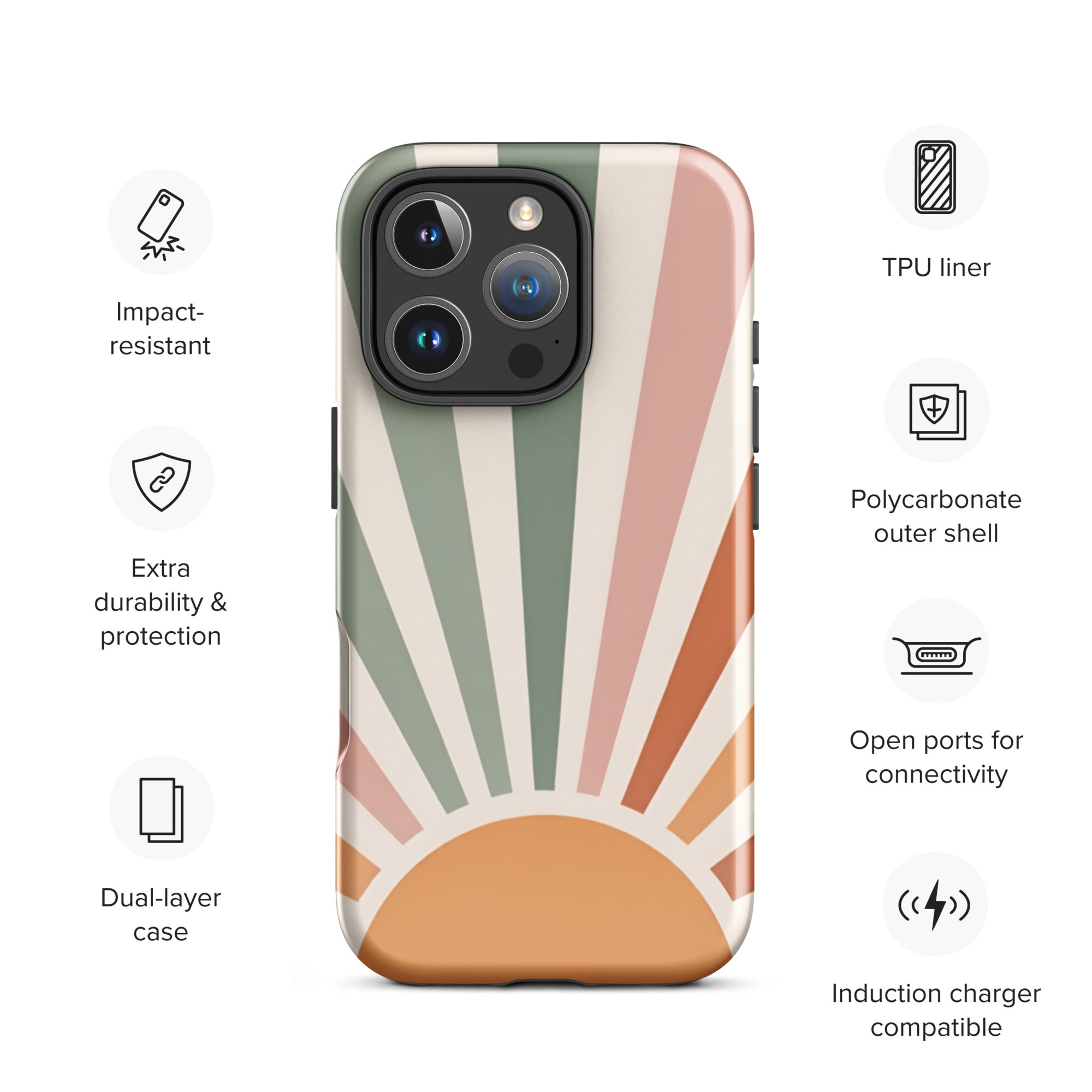 Retro Sunrise Tough Case for iPhone 16 Pro