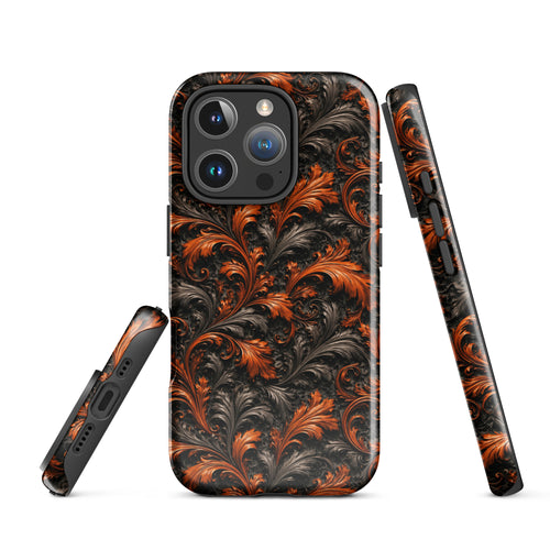 Burnt Orange Filigree Tough Case for iPhone 16 Pro