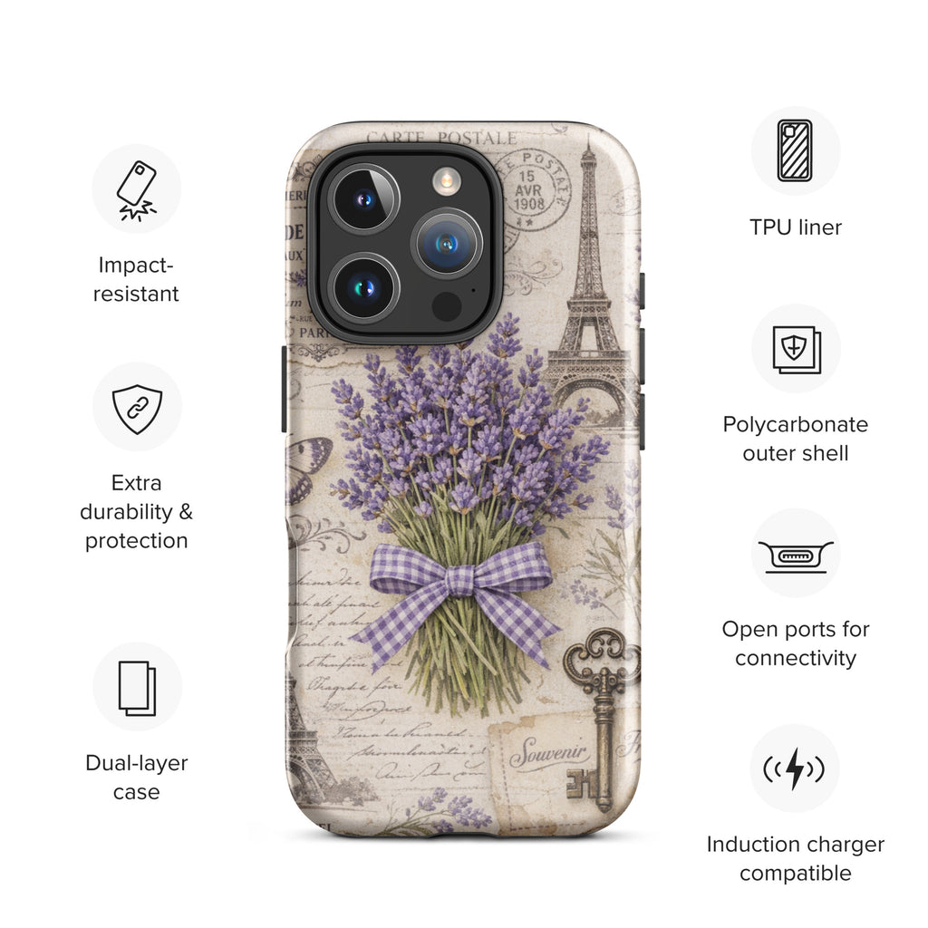 Vintage Paris Lavender Tough Case for iPhone 16 Pro