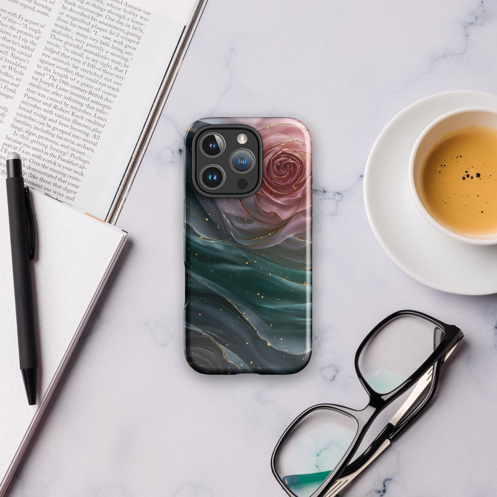 Elegant Rose Marble Tough Case for iPhone 16 Pro