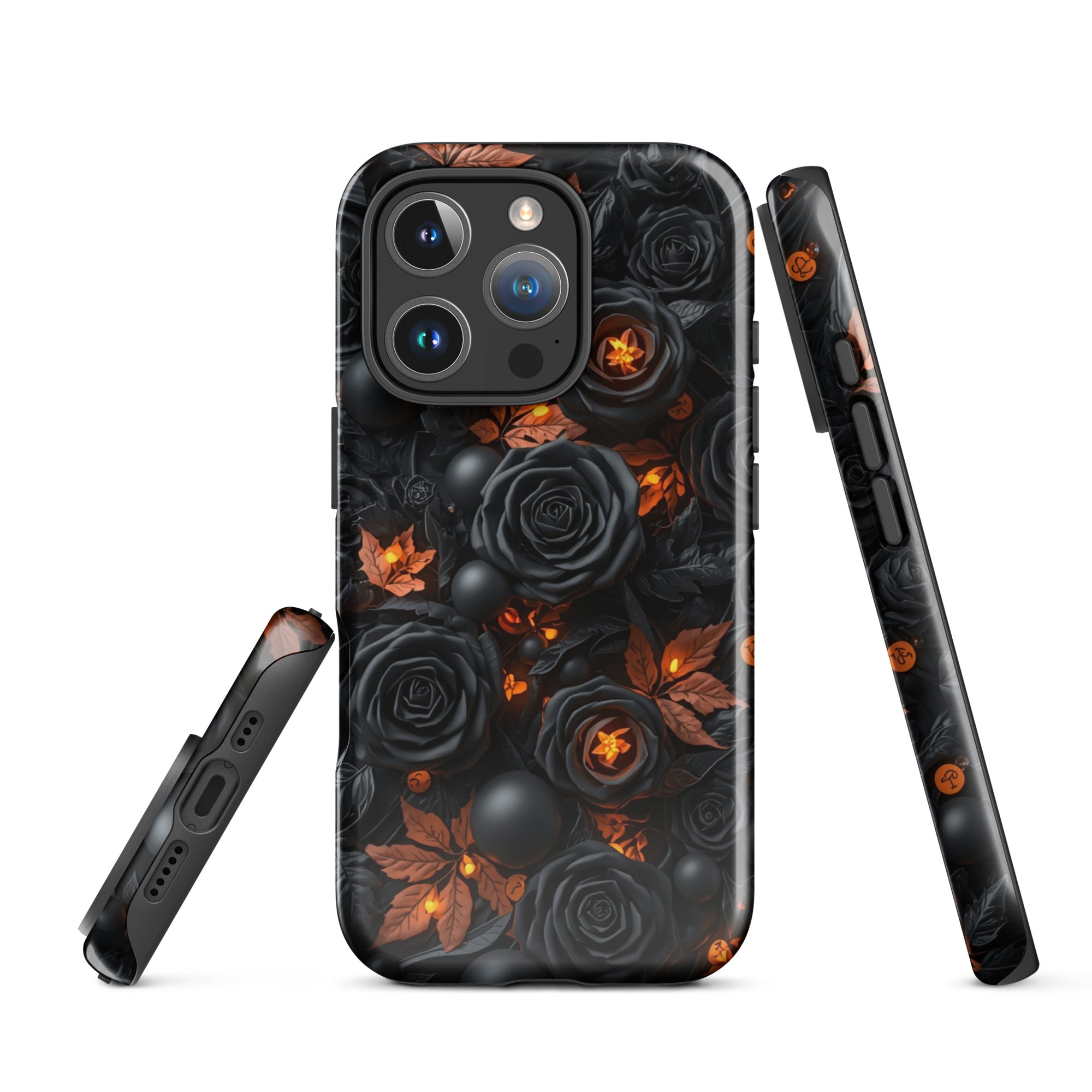 Dark Floral Glow Tough Case for iPhone 16 Pro
