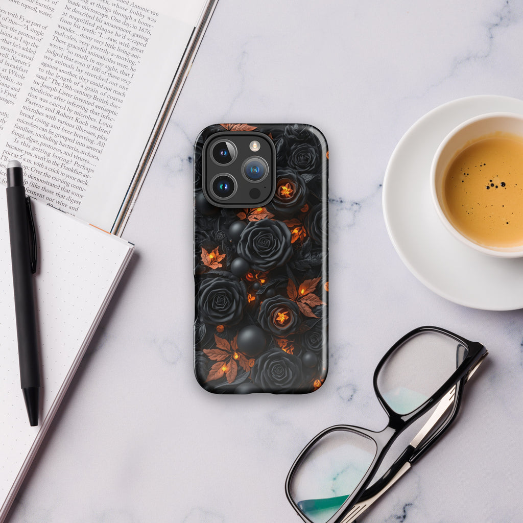 Dark Floral Glow Tough Case for iPhone 16 Pro