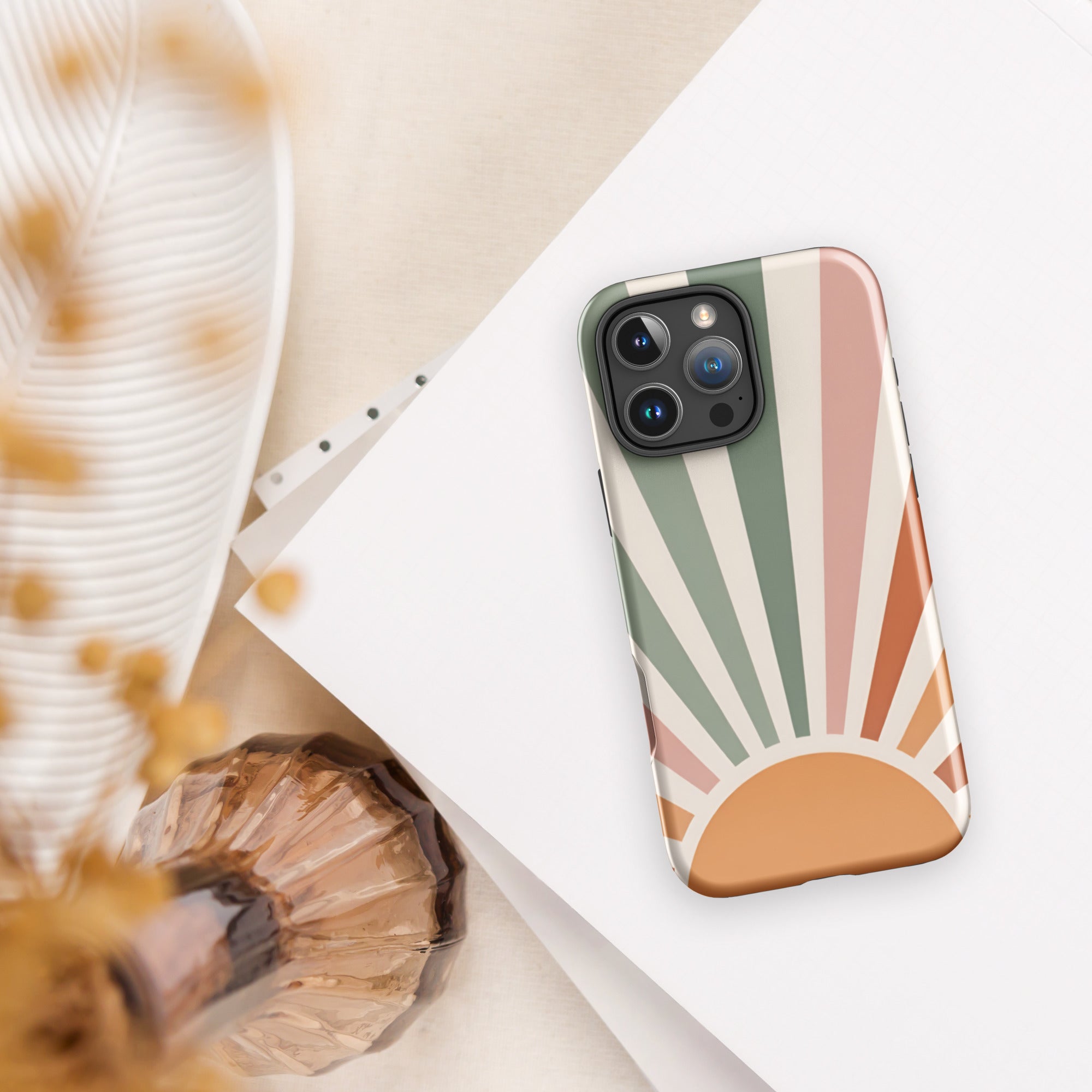 Retro Sunrise Tough Case for iPhone 16 Pro Max
