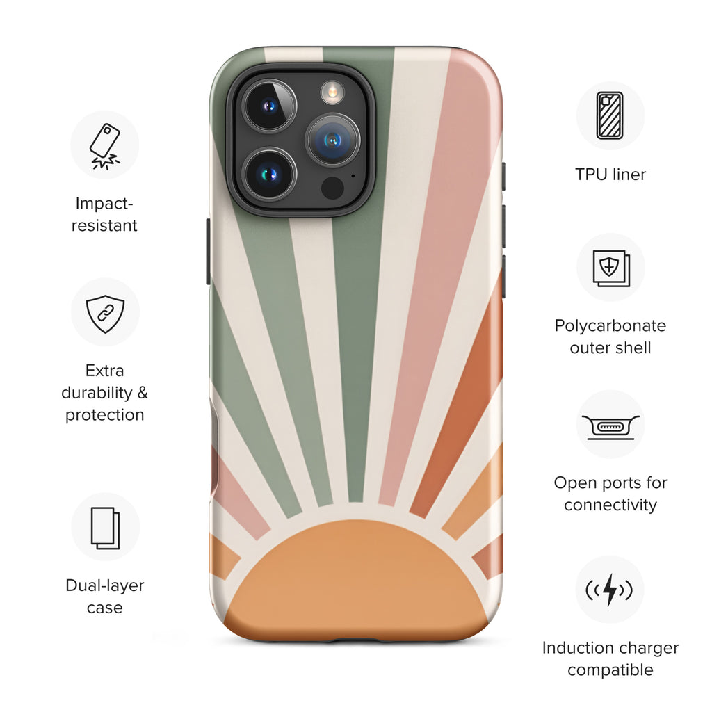 Retro Sunrise Tough Case for iPhone 16 Pro Max