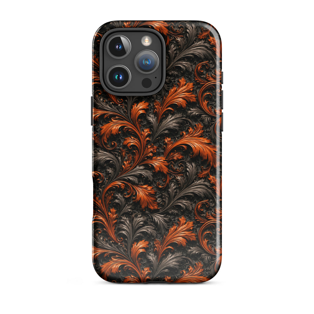Burnt Orange Filigree Tough Case for iPhone 16 Pro Max