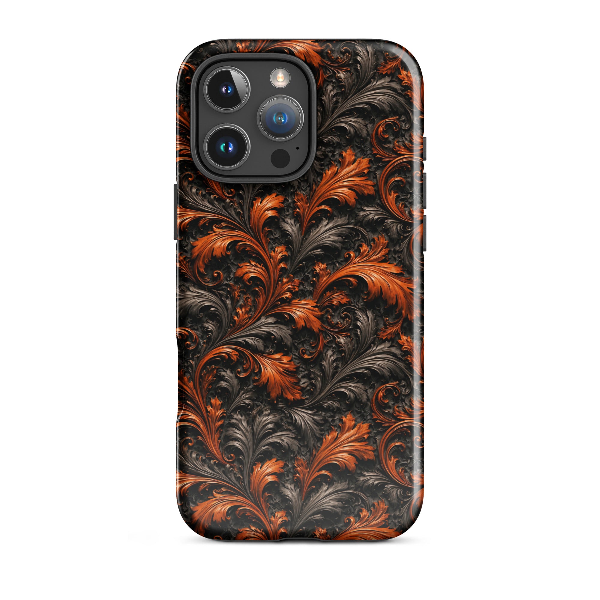 Burnt Orange Filigree Tough Case for iPhone 16 Pro Max