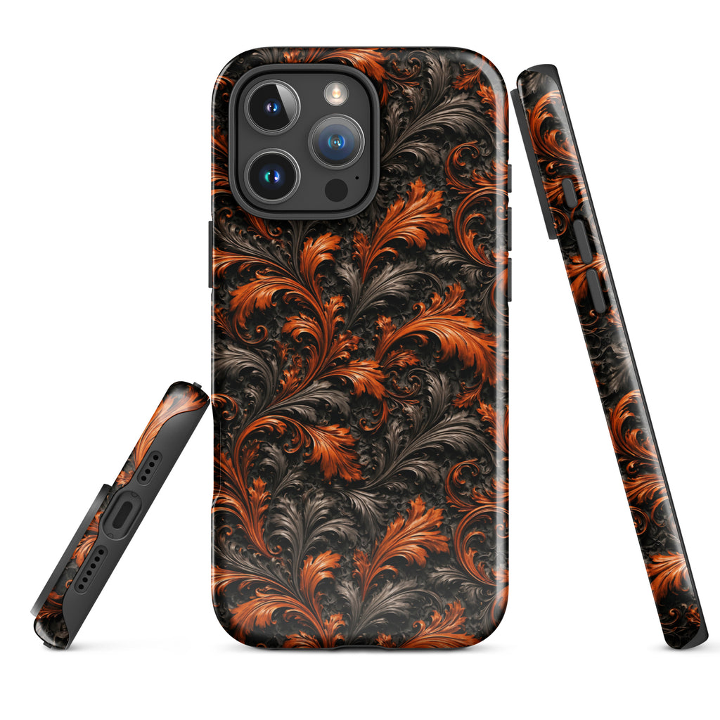 Burnt Orange Filigree Tough Case for iPhone 16 Pro Max