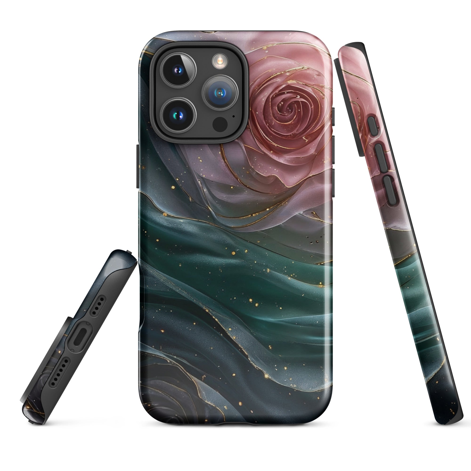 Elegant Rose Marble Tough Case for iPhone 16 Pro Max
