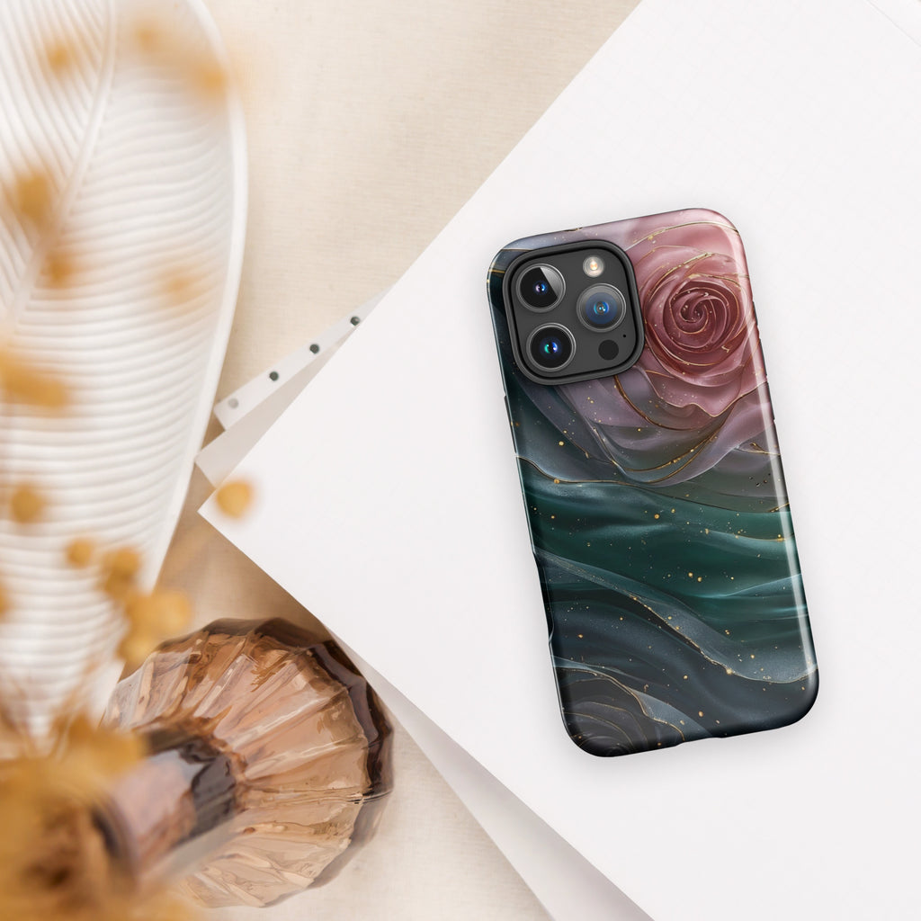 Elegant Rose Marble Tough Case for iPhone 16 Pro Max