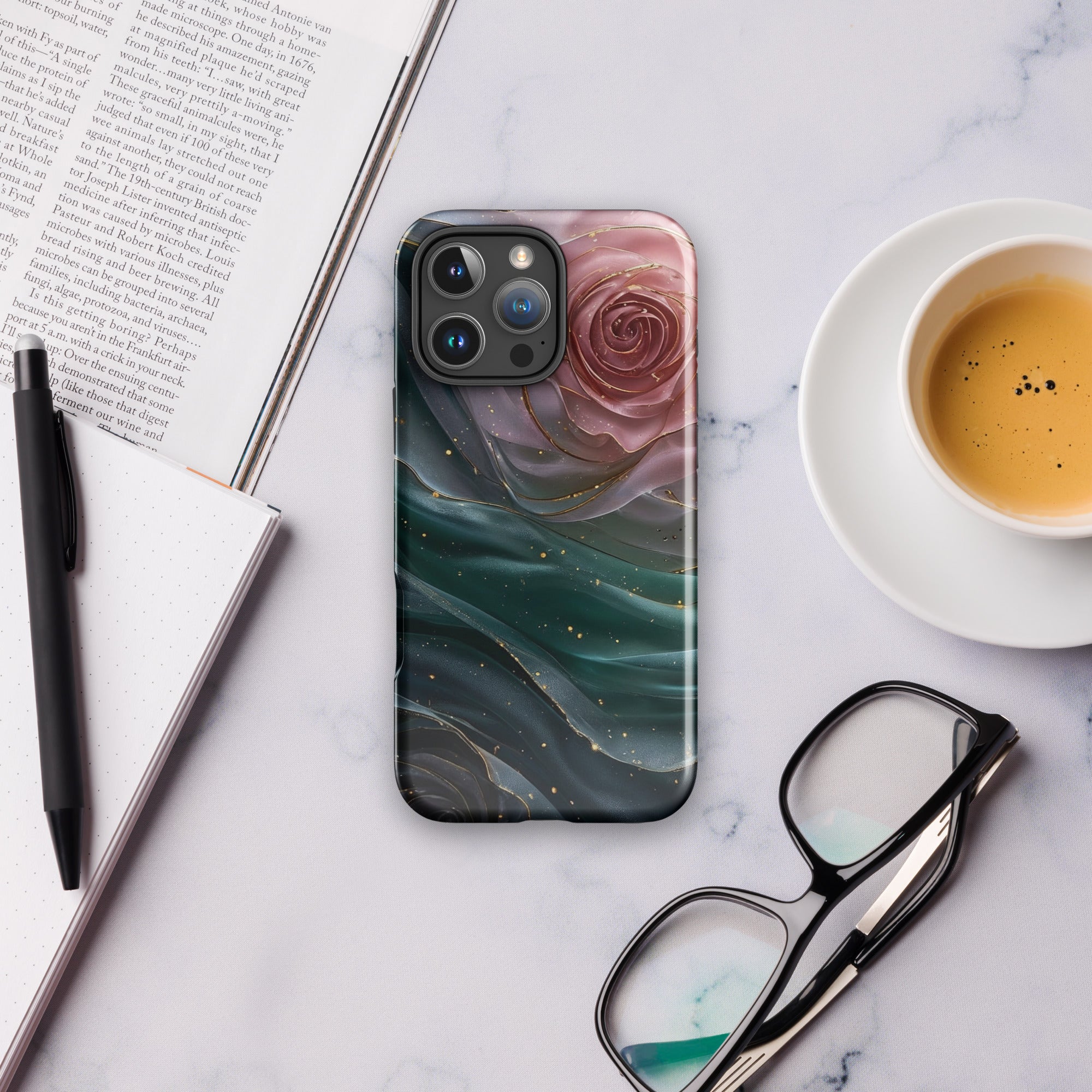 Elegant Rose Marble Tough Case for iPhone 16 Pro Max