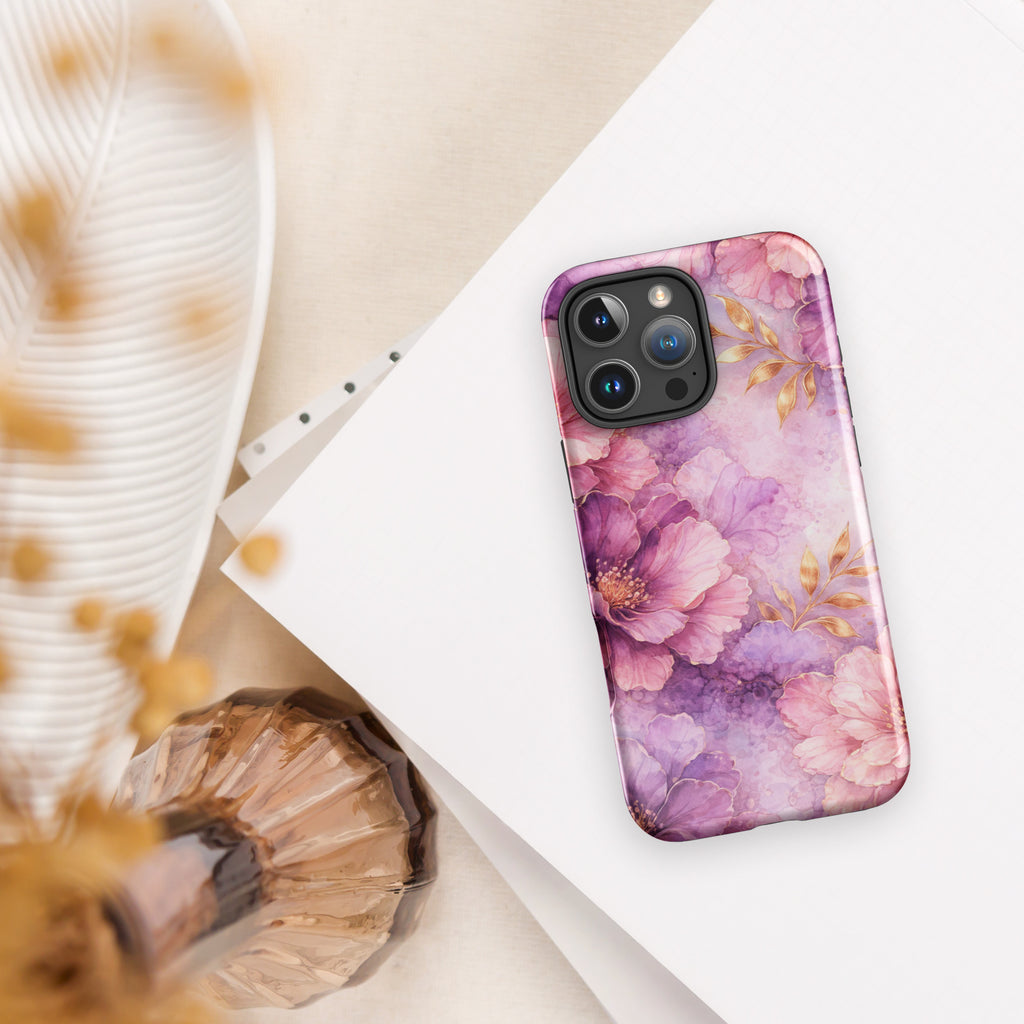 Pink Watercolor Floral Tough Case for iPhone 16 Pro Max