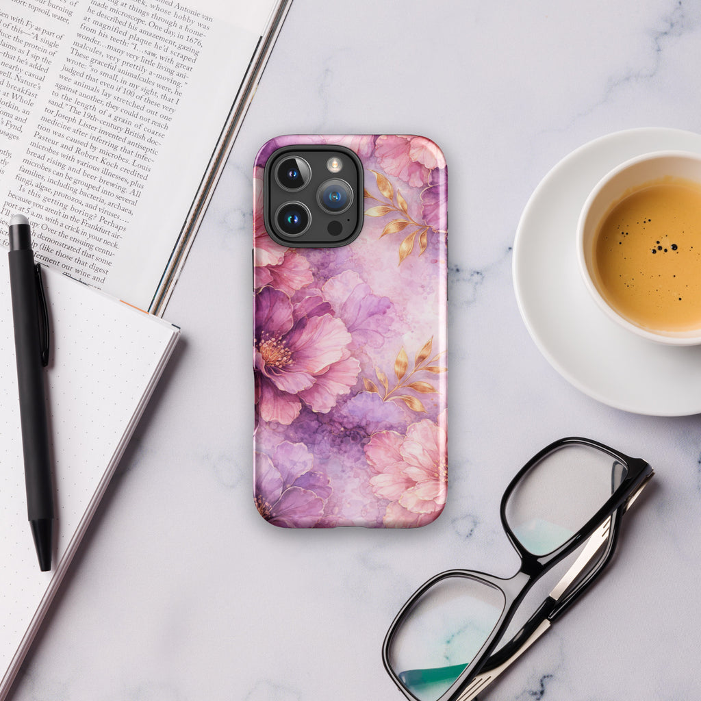 Pink Watercolor Floral Tough Case for iPhone 16 Pro Max