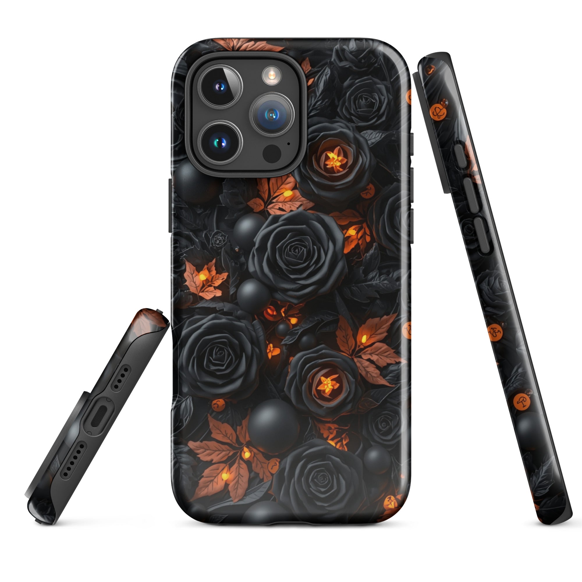 Dark Floral Glow Tough Case for iPhone 16 Pro Max