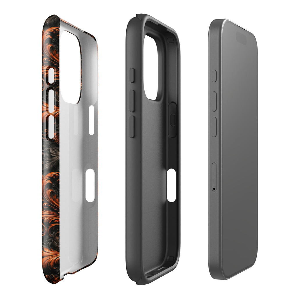 Burnt Orange Filigree Tough Case for iPhone 16 Pro