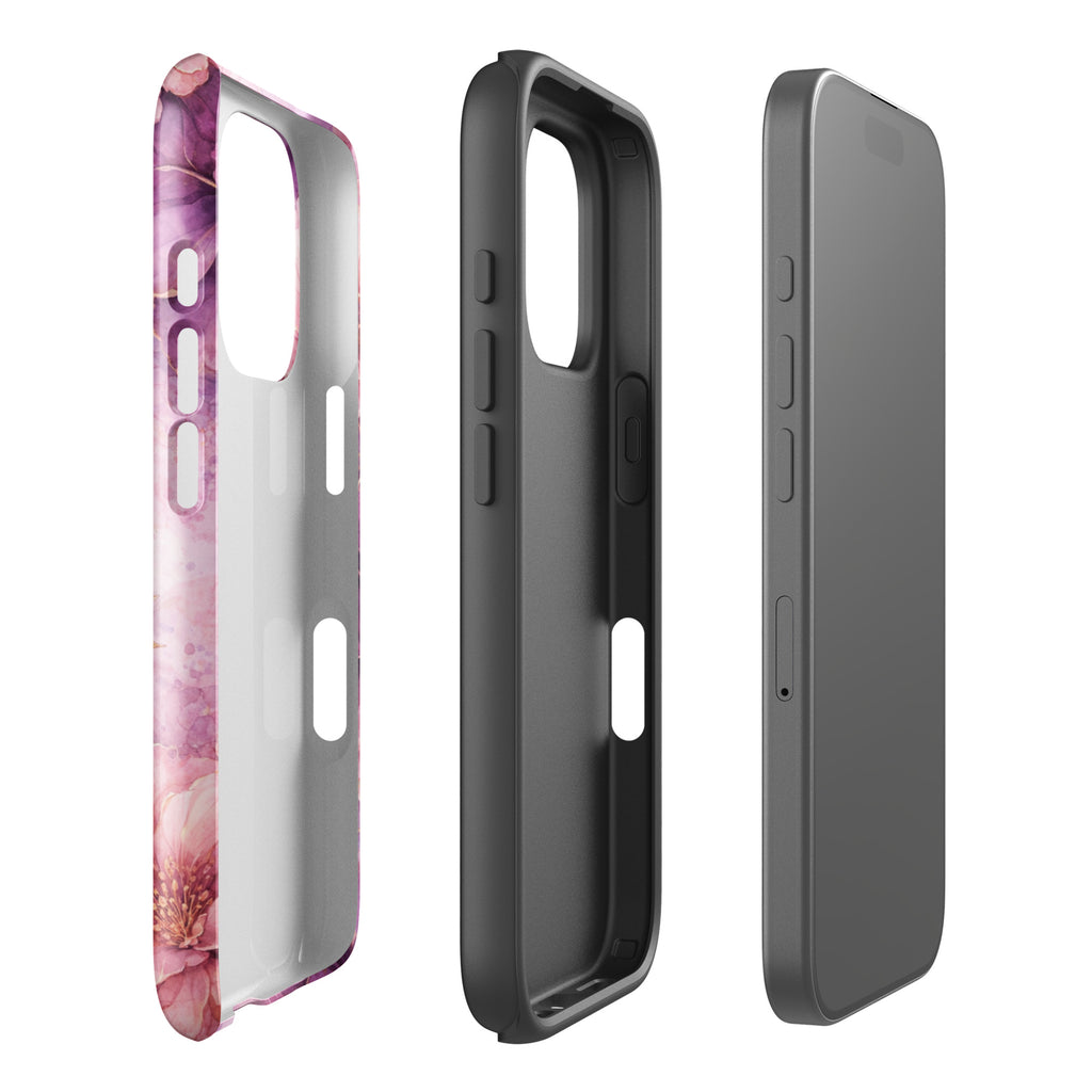 Pink Watercolor Floral Tough Case for iPhone 16 Pro