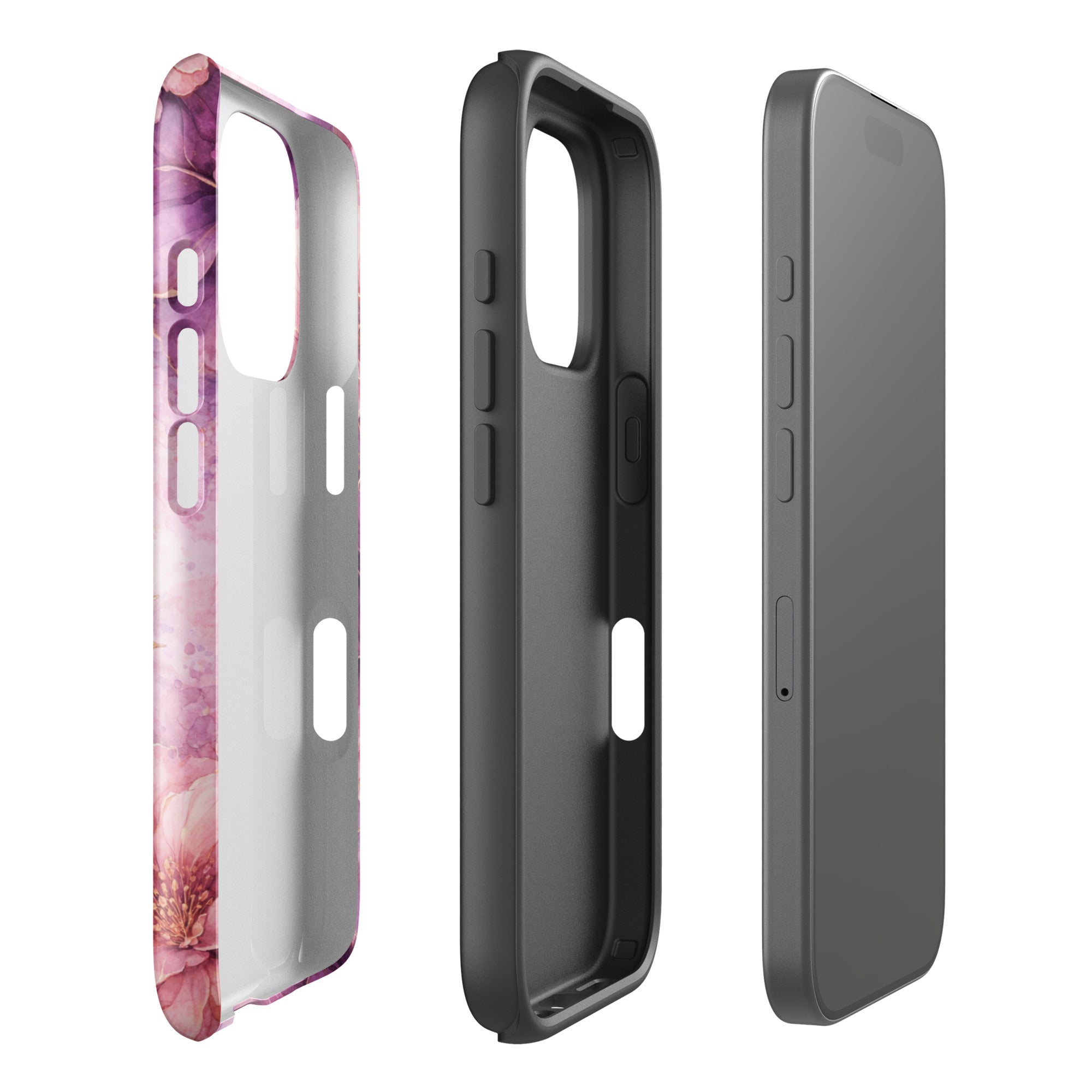 Pink Watercolor Floral Tough Case for iPhone 16 Pro