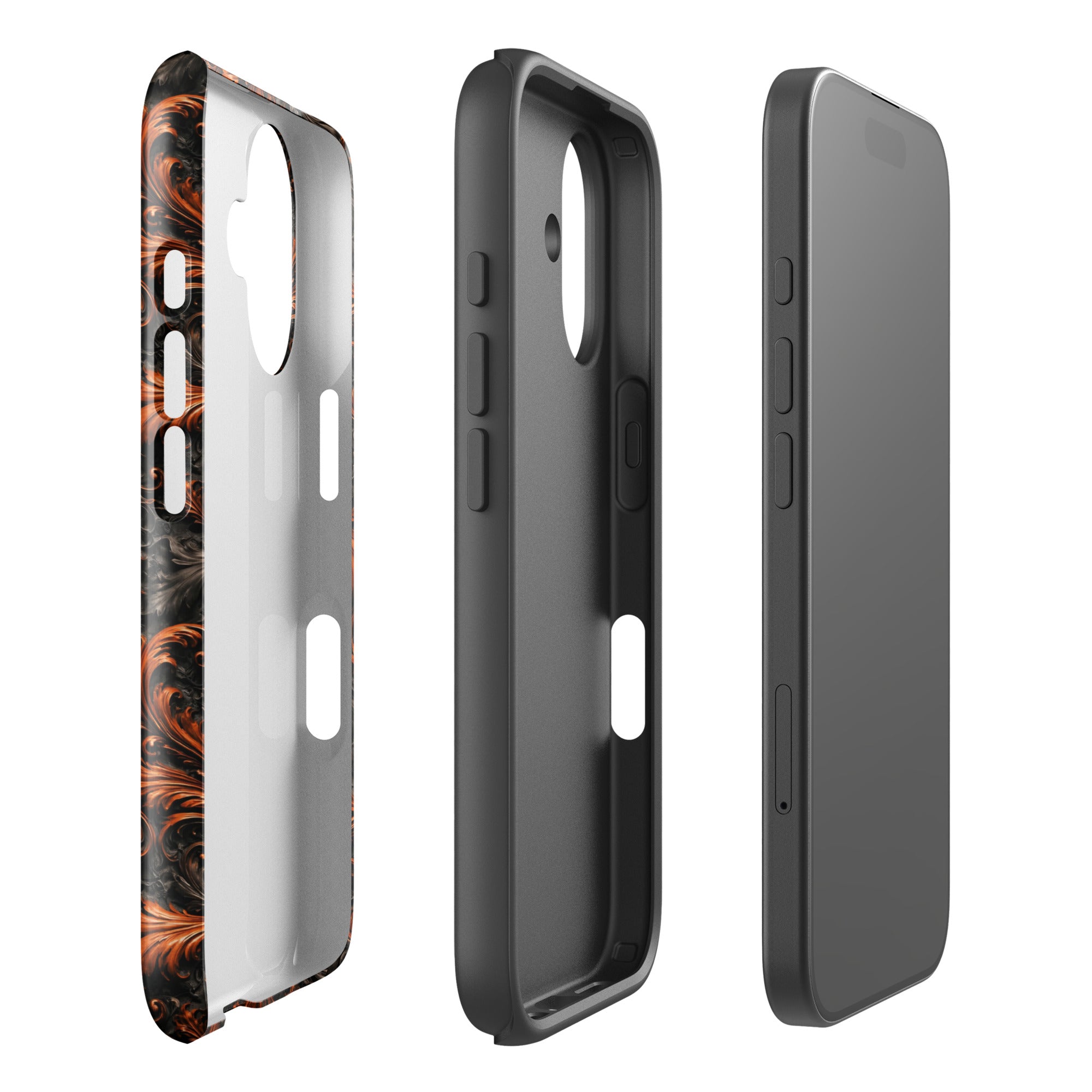 Burnt Orange Filigree Tough Case for iPhone 16