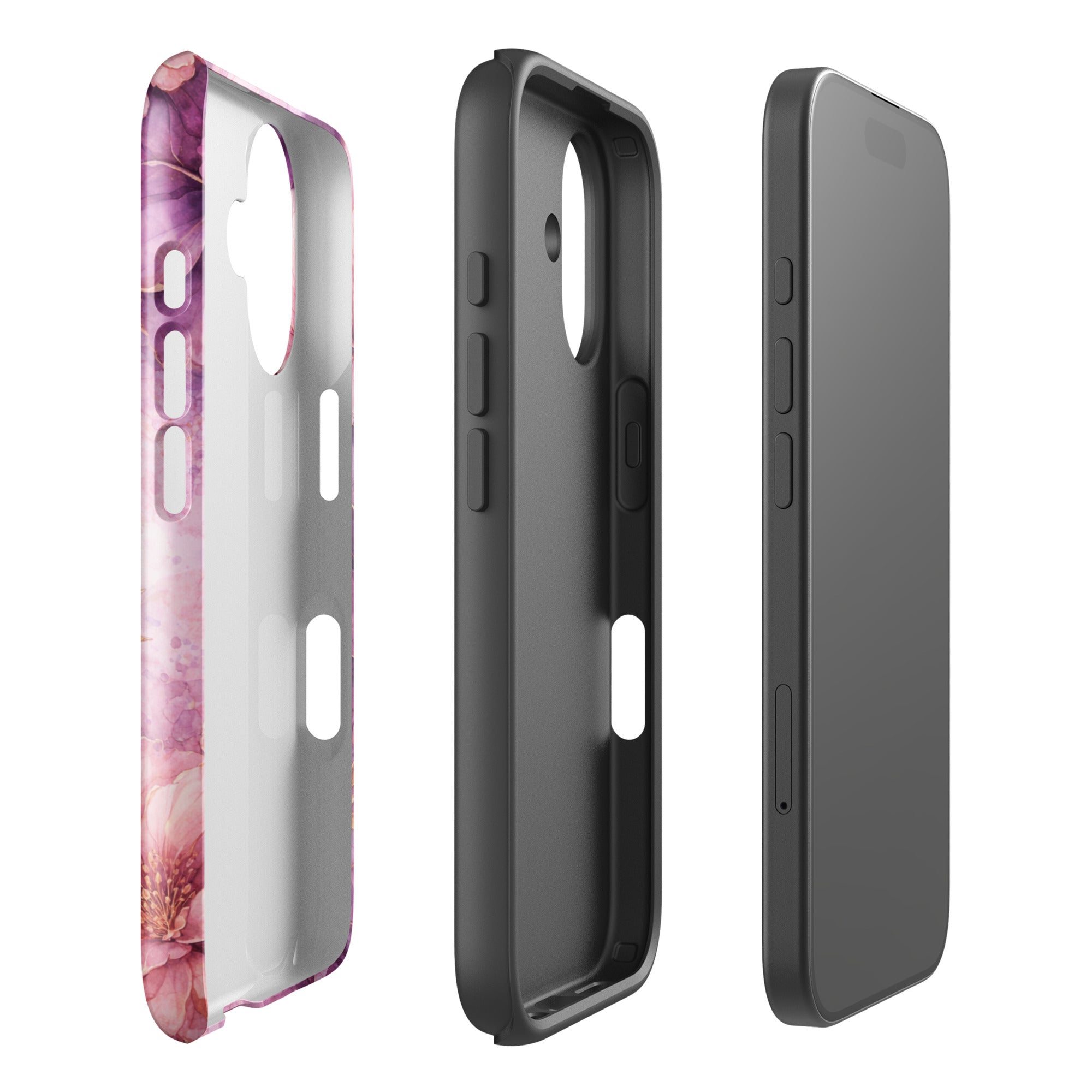 Pink Watercolor Floral Tough Case for iPhone 16