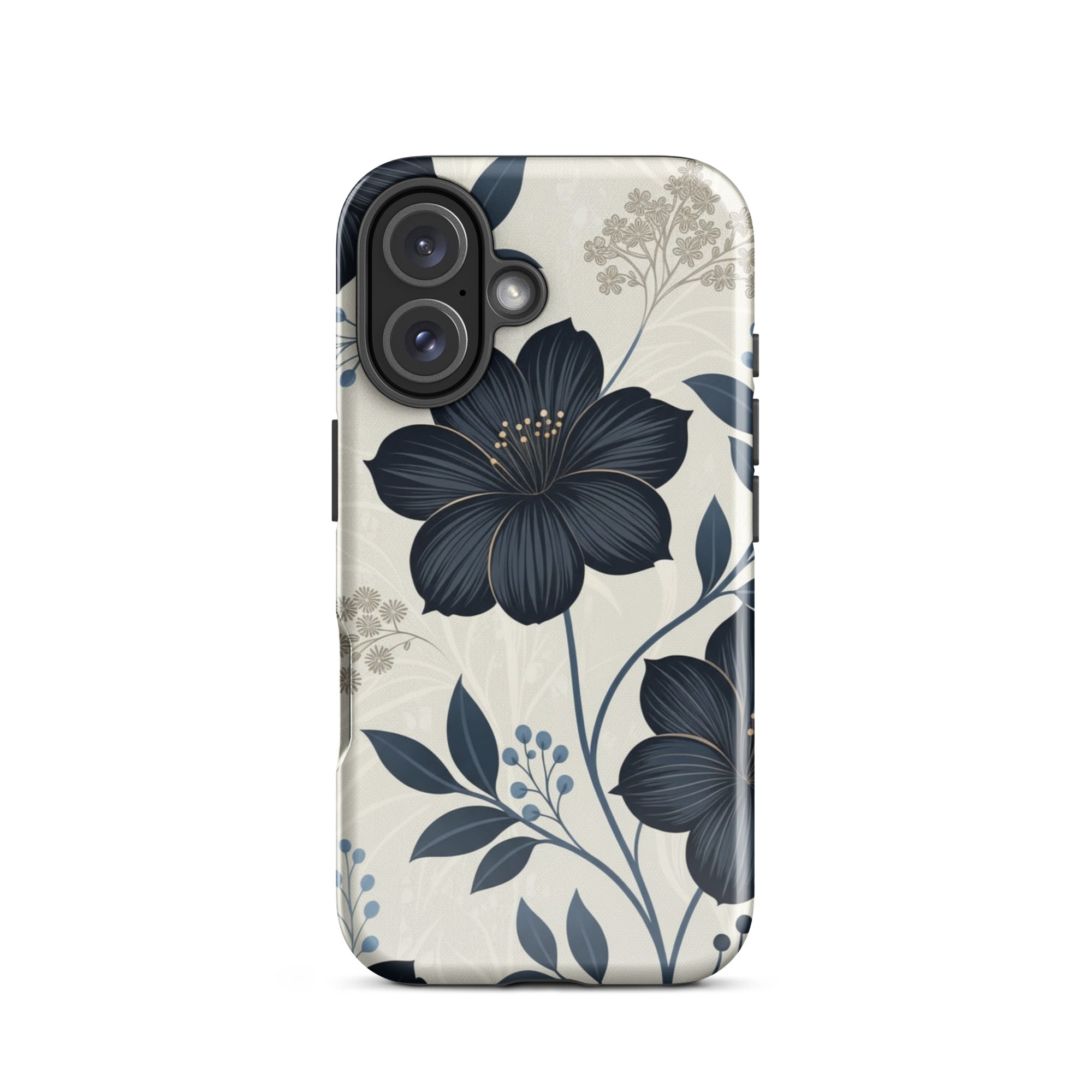 Elegant Blue Floral Tough Case for iPhone 17