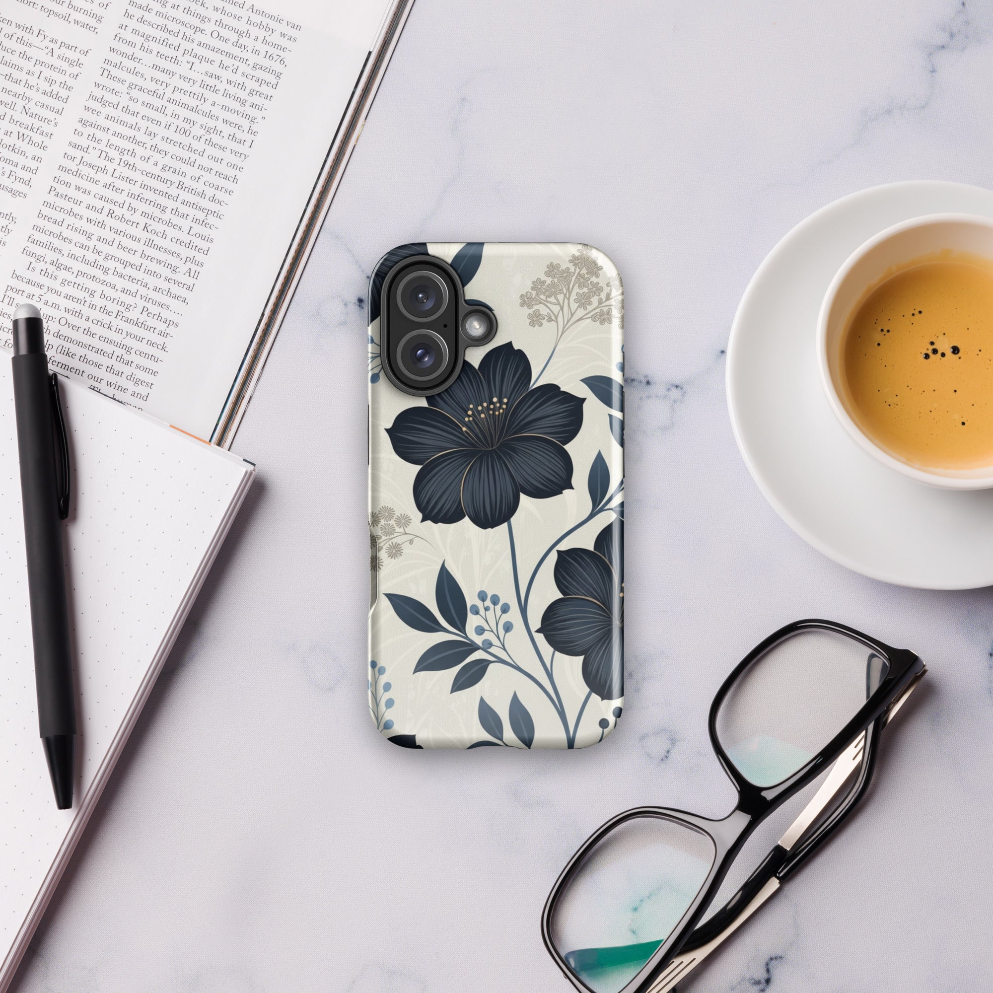 Elegant Blue Floral Tough Case for iPhone 17
