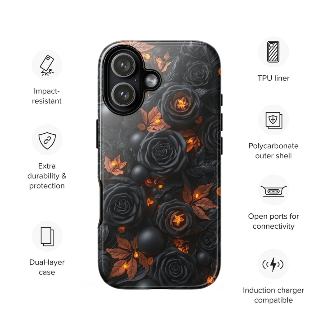 Dark Floral Glow Tough Case for iPhone 17