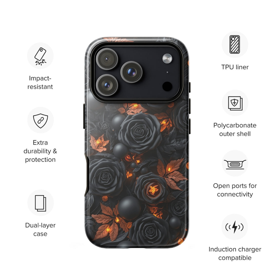 Dark Floral Glow Tough Case for iPhone 17 Pro