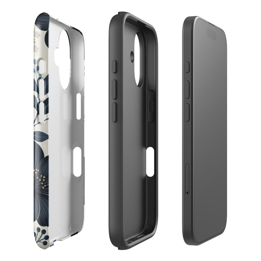 Elegant Blue Floral Tough Case for iPhone 17