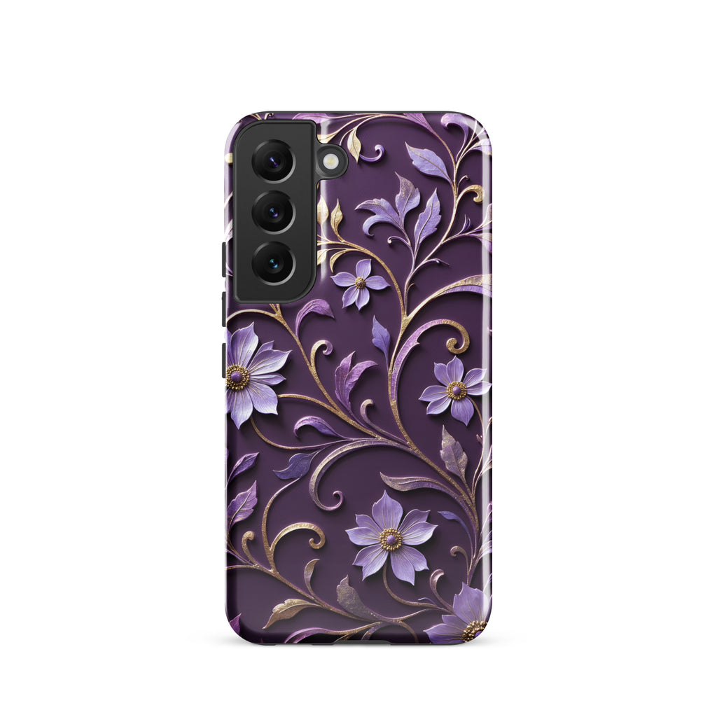 Royal Violet Filigree Tough Case for Samsung Galaxy S22 – Dual Layer Protective Phone Case (Glossy or Matte)