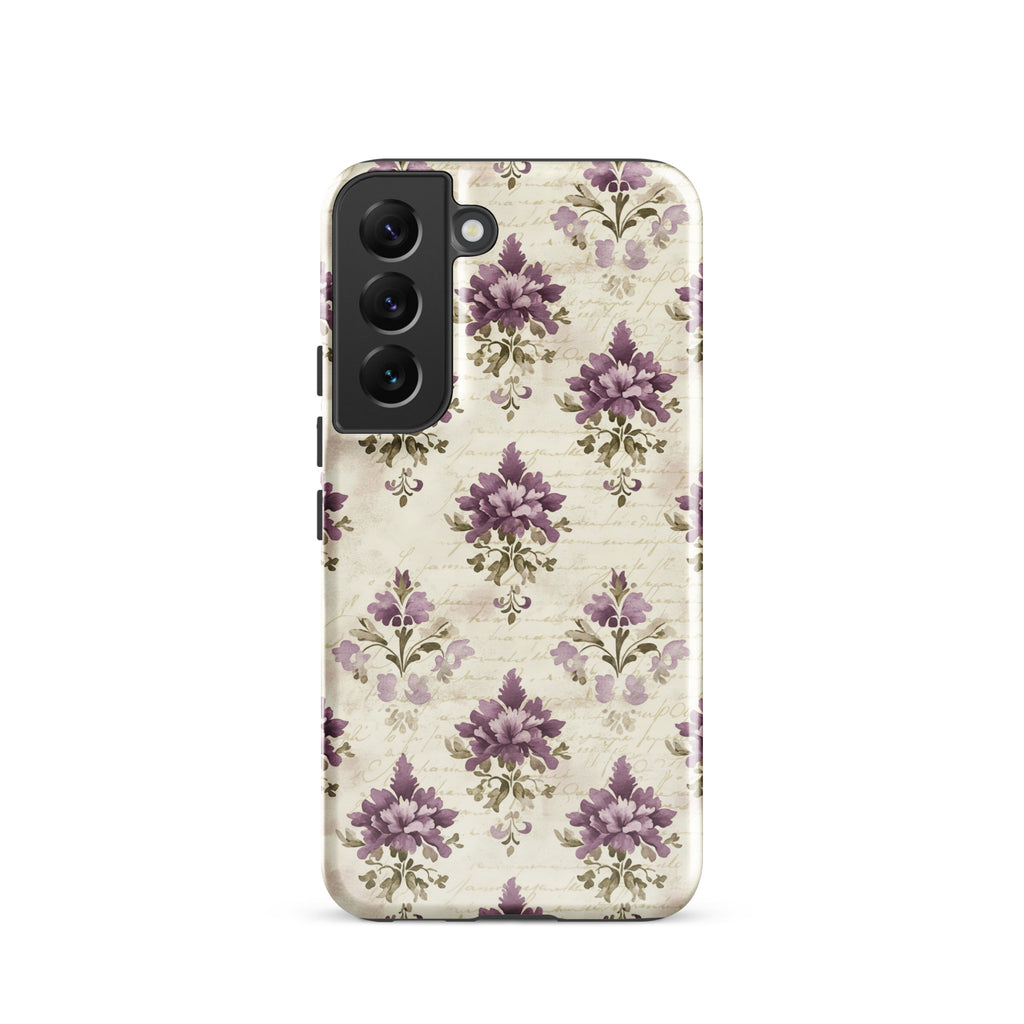 Vintage Floral Damask Tough Case for Samsung Galaxy S22 – Dual Layer Protective Phone Case (Glossy or Matte)