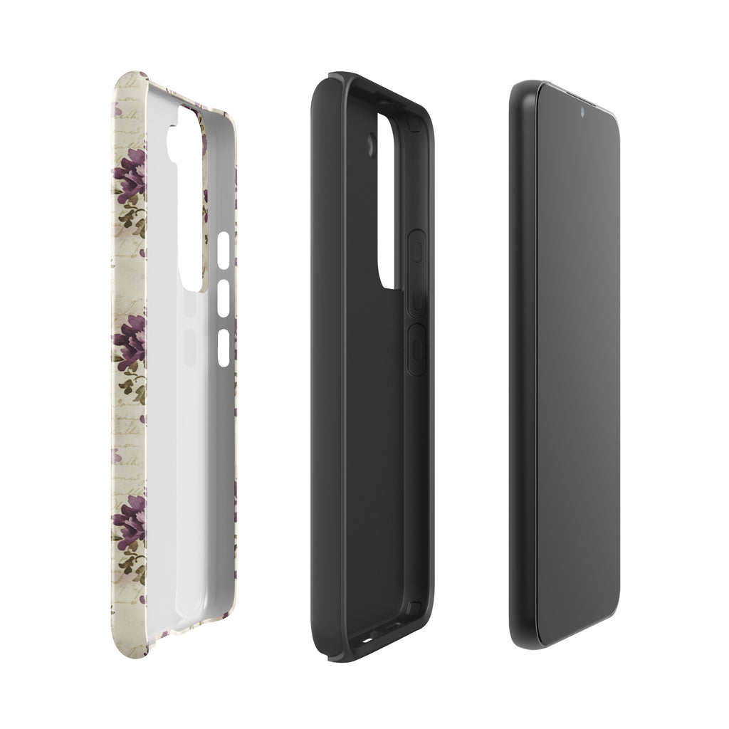 Vintage Floral Damask Tough Case for Samsung Galaxy S22 – Dual Layer Protective Phone Case (Glossy or Matte)