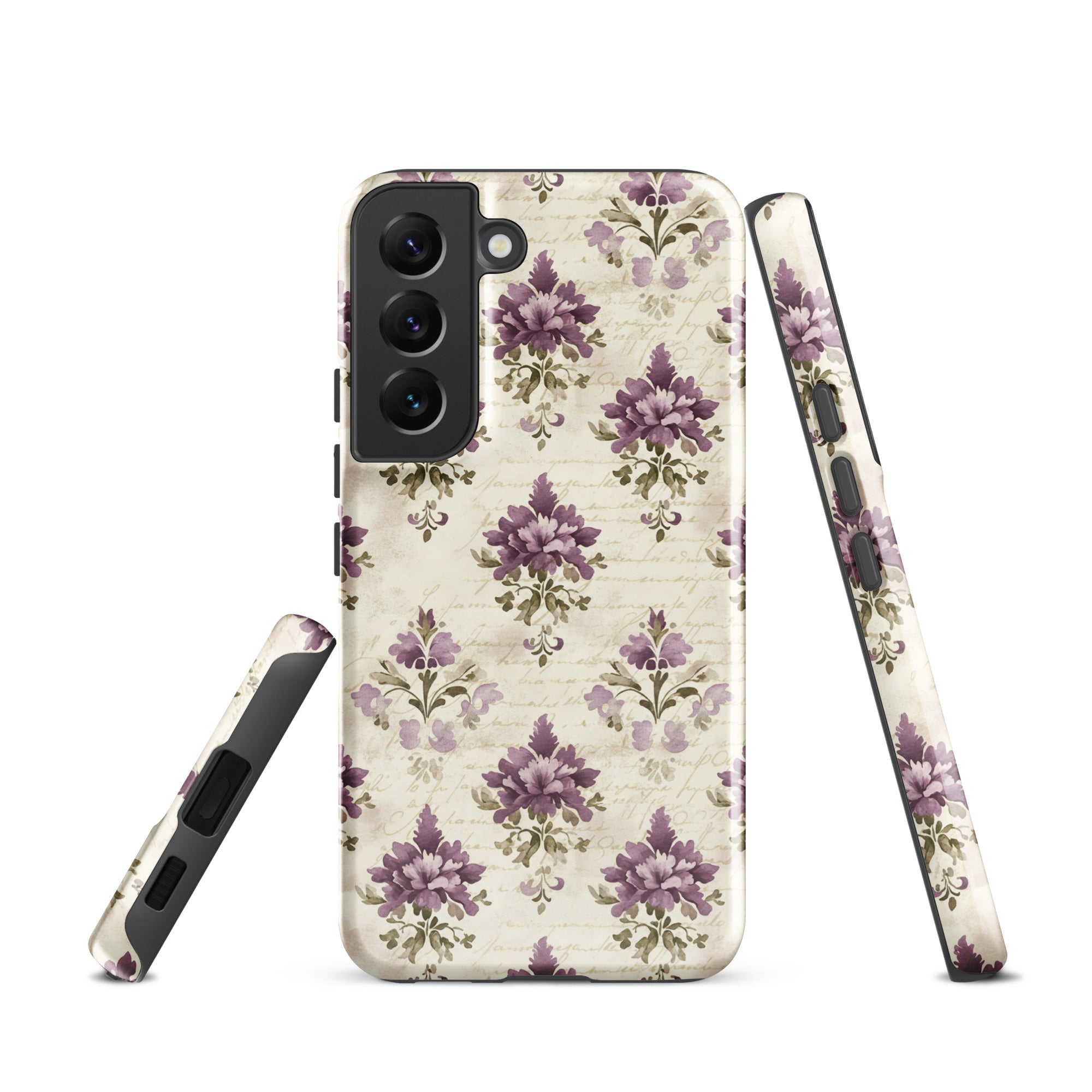 Vintage Floral Damask Tough Case for Samsung Galaxy S22 – Dual Layer Protective Phone Case (Glossy or Matte)