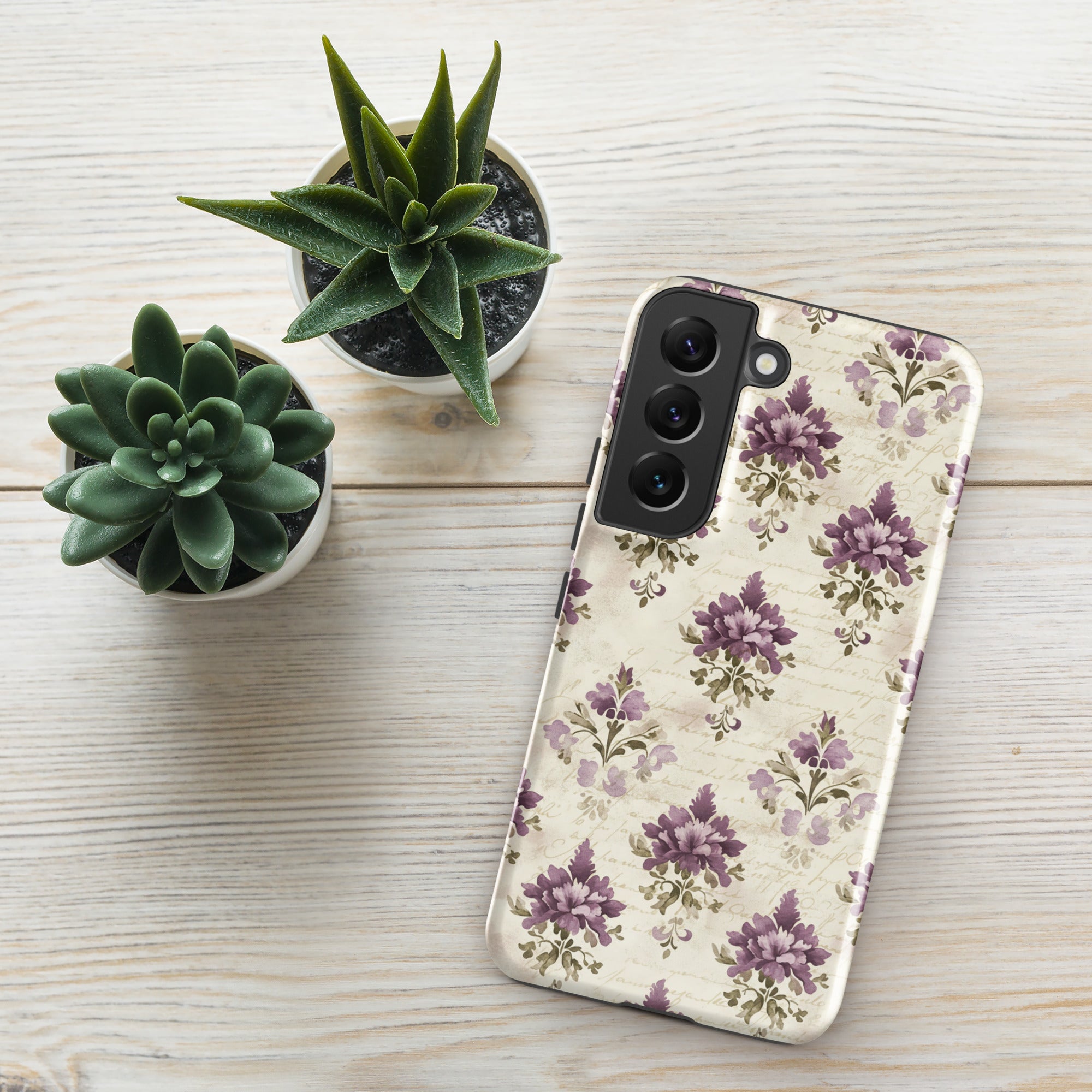 Vintage Floral Damask Tough Case for Samsung Galaxy S22 – Dual Layer Protective Phone Case (Glossy or Matte)
