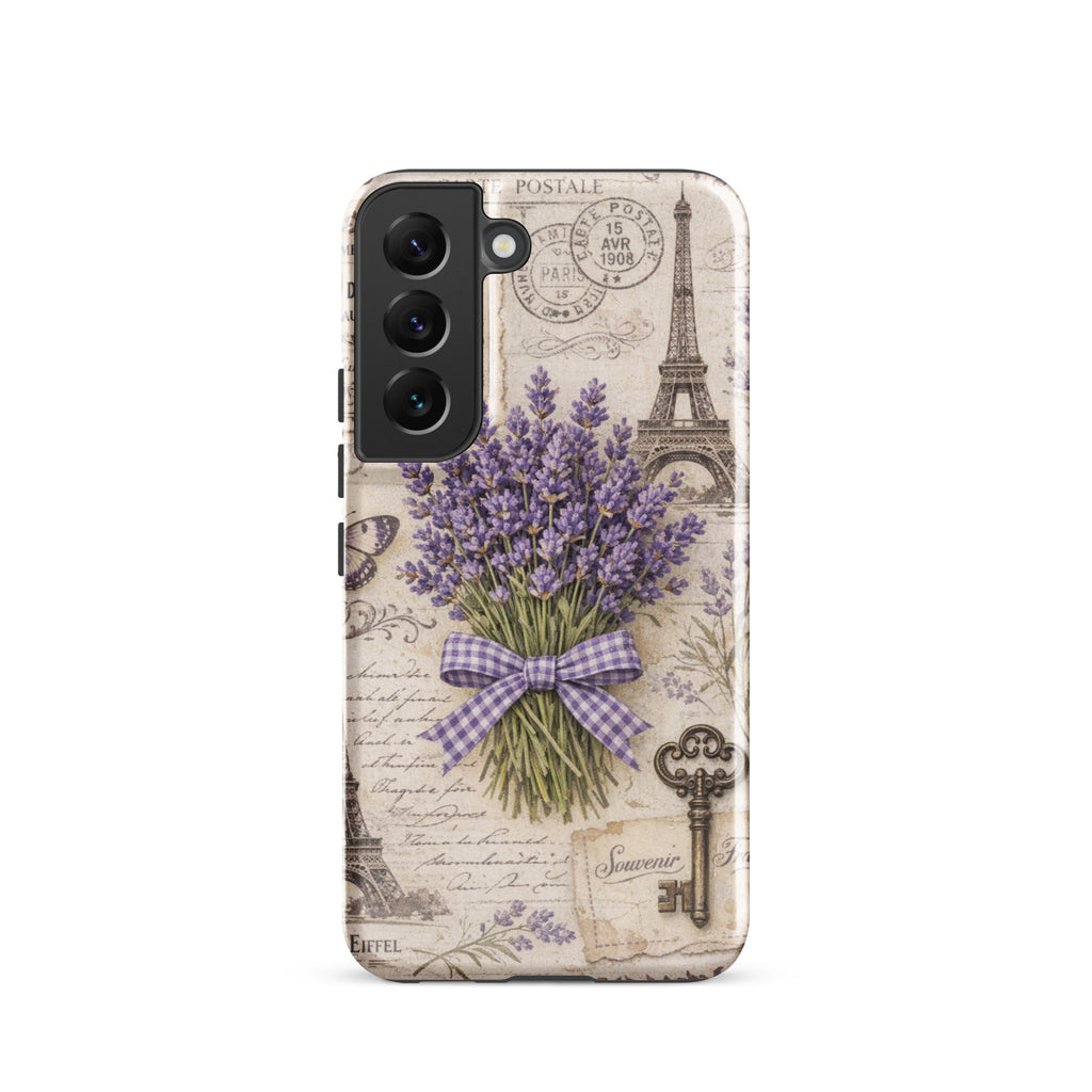 Vintage Paris Lavender Tough Case for Samsung Galaxy S22 – Dual Layer Protective Phone Case (Glossy or Matte)