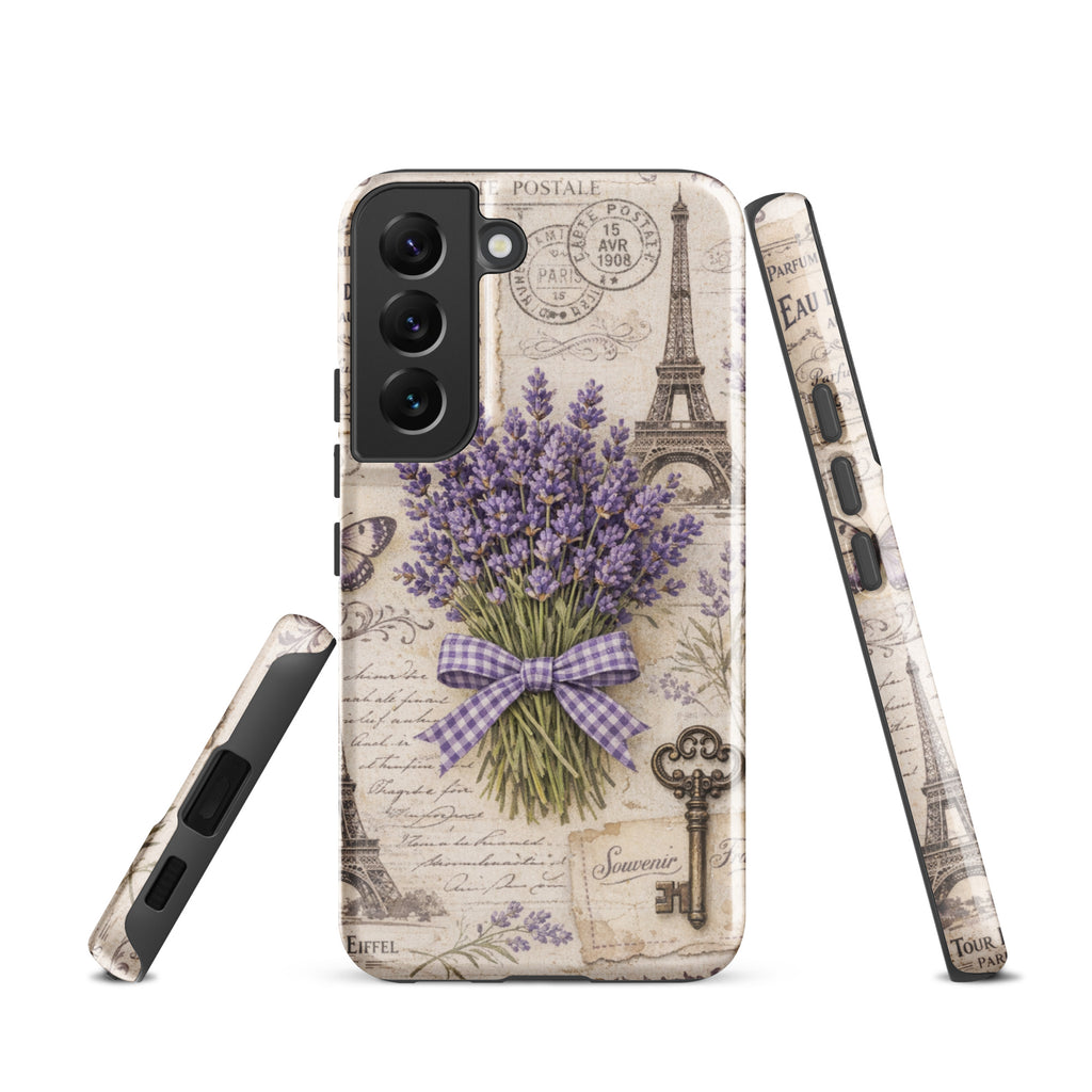 Vintage Paris Lavender Tough Case for Samsung Galaxy S22 – Dual Layer Protective Phone Case (Glossy or Matte)