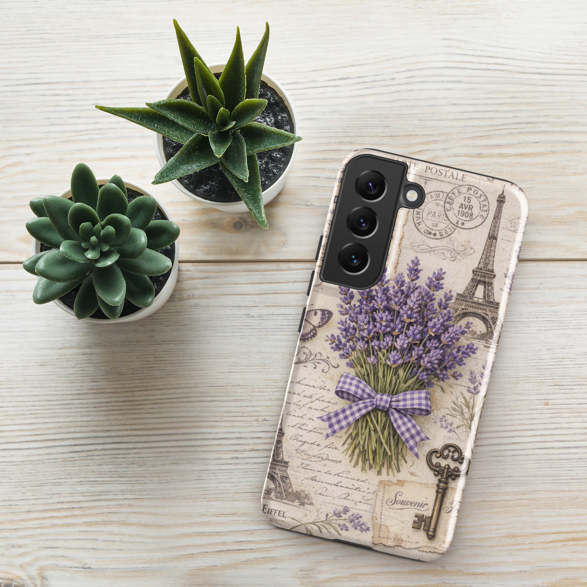 Vintage Paris Lavender Tough Case for Samsung Galaxy S22 – Dual Layer Protective Phone Case (Glossy or Matte)