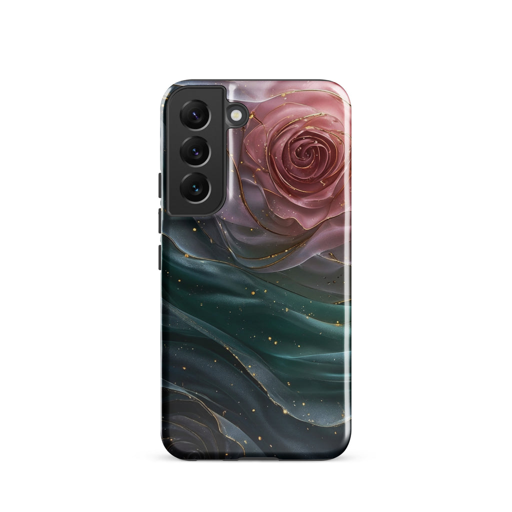 Elegant Rose Marble Tough Case for Samsung Galaxy S22 – Dual Layer Protective Phone Case (Glossy or Matte)