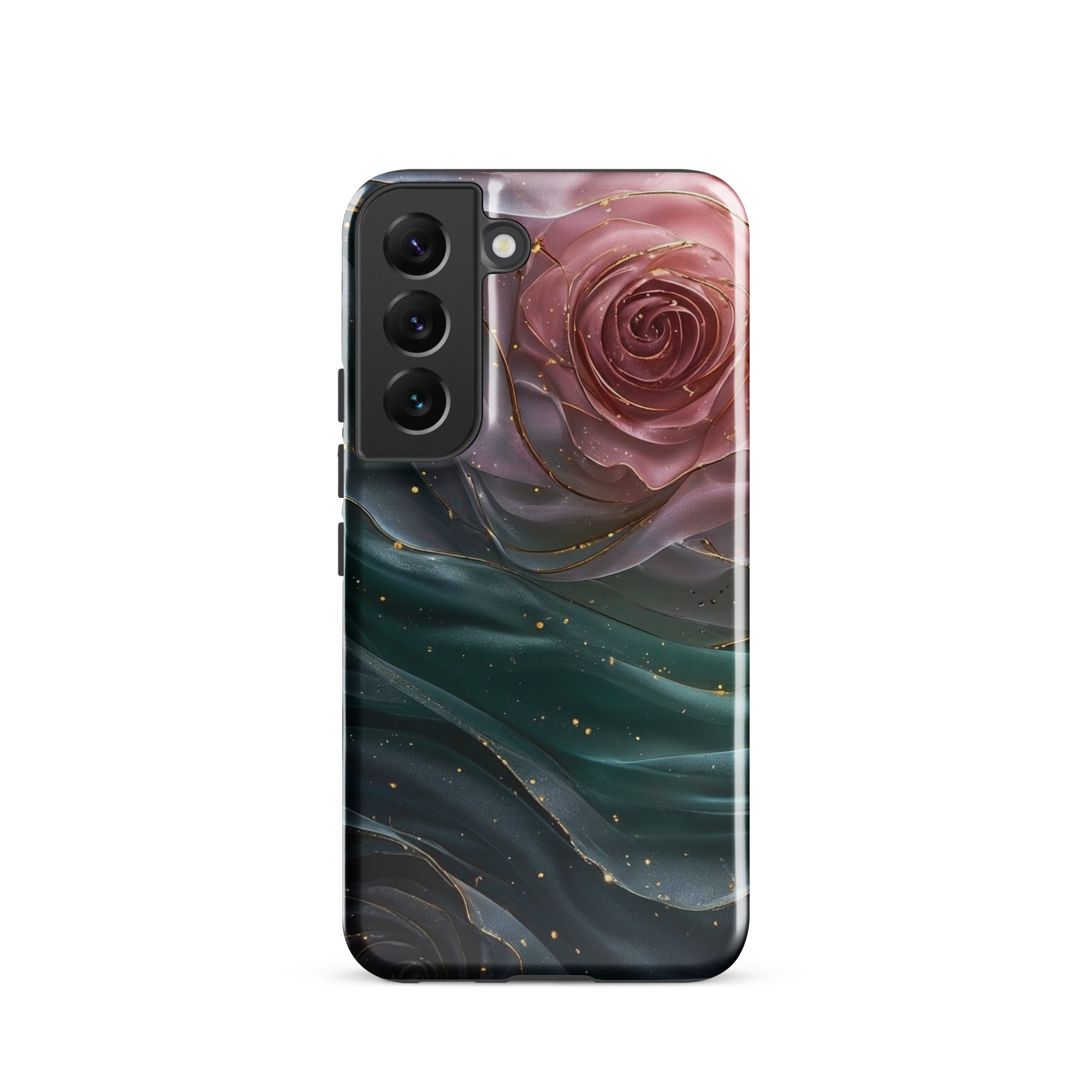 Elegant Rose Marble Tough Case for Samsung Galaxy S22 – Dual Layer Protective Phone Case (Glossy or Matte)