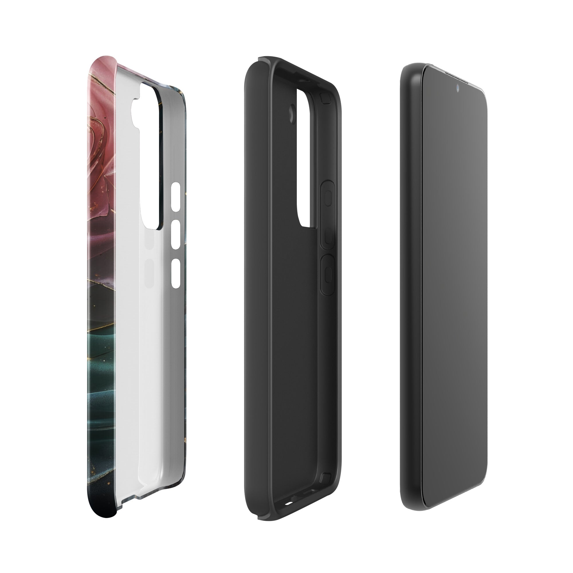 Elegant Rose Marble Tough Case for Samsung Galaxy S22 – Dual Layer Protective Phone Case (Glossy or Matte)