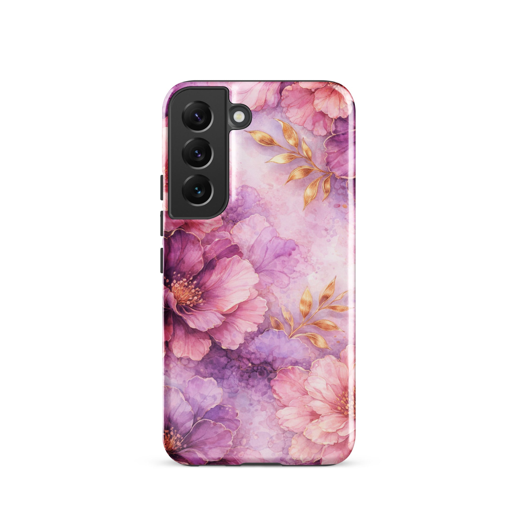 Pink Watercolor Floral Tough Case for Samsung Galaxy S22