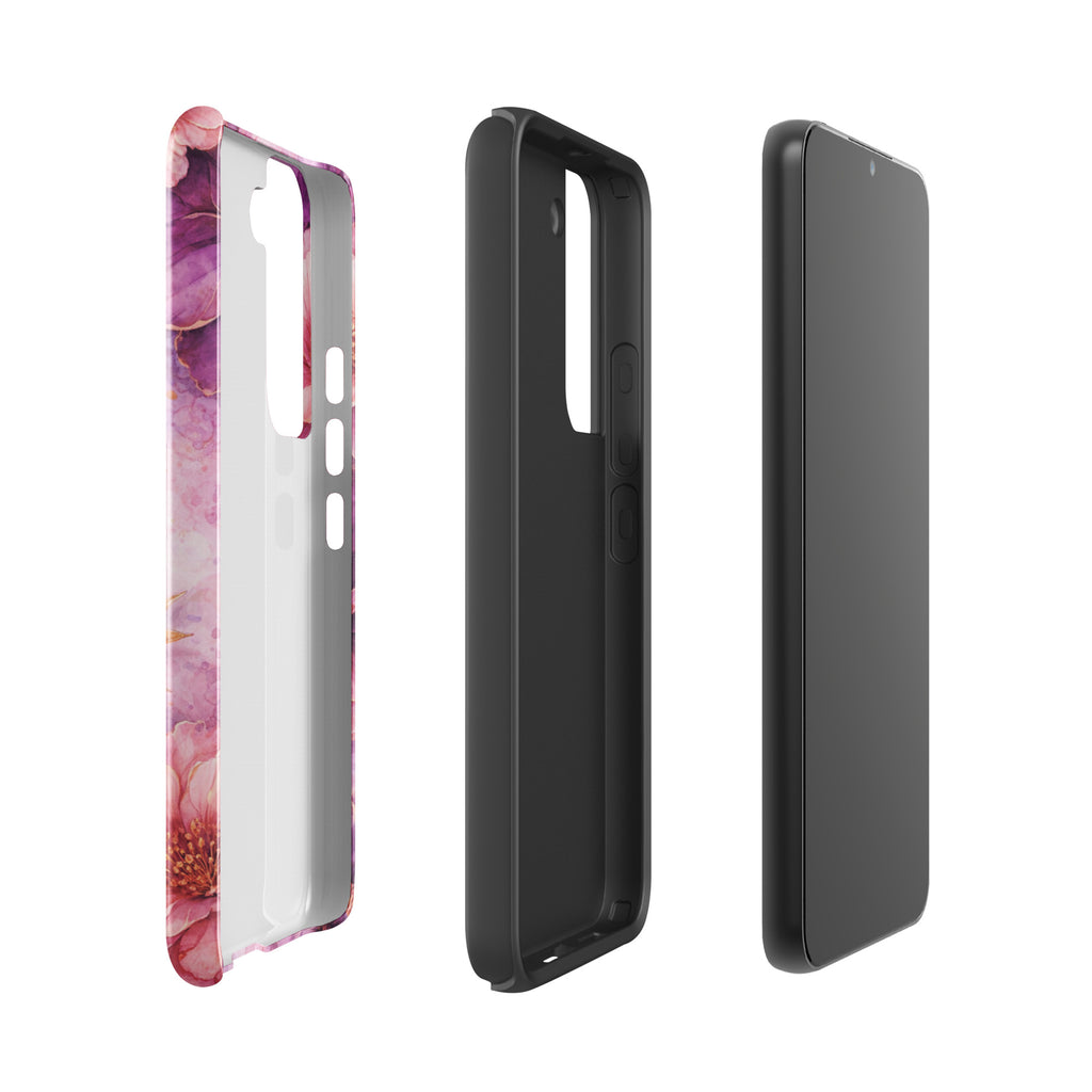 Pink Watercolor Floral Tough Case for Samsung Galaxy S22