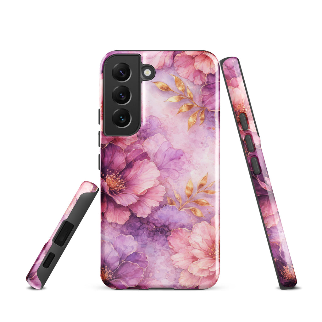 Pink Watercolor Floral Tough Case for Samsung Galaxy S22